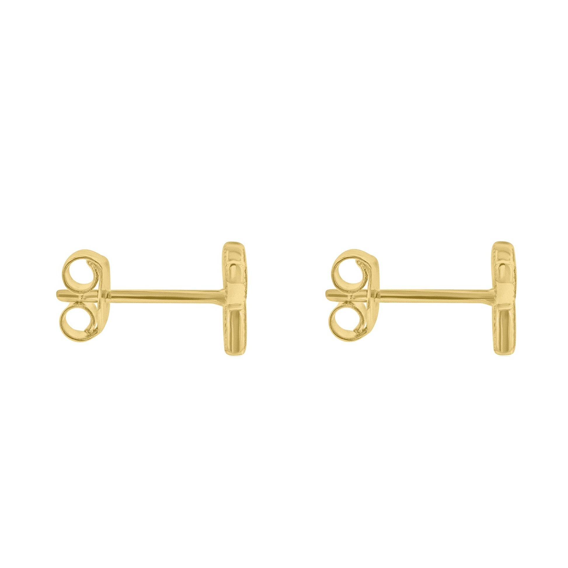 9ct Yellow Gold Four Petal Flower With Beaded Edge Stud Earrings