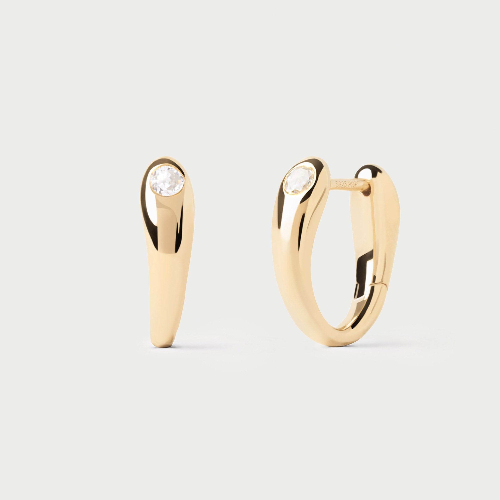 PDPAOLA 18ct Gold Plated Sterling Silver 'Serena' Hoop Earrings Set With CZs