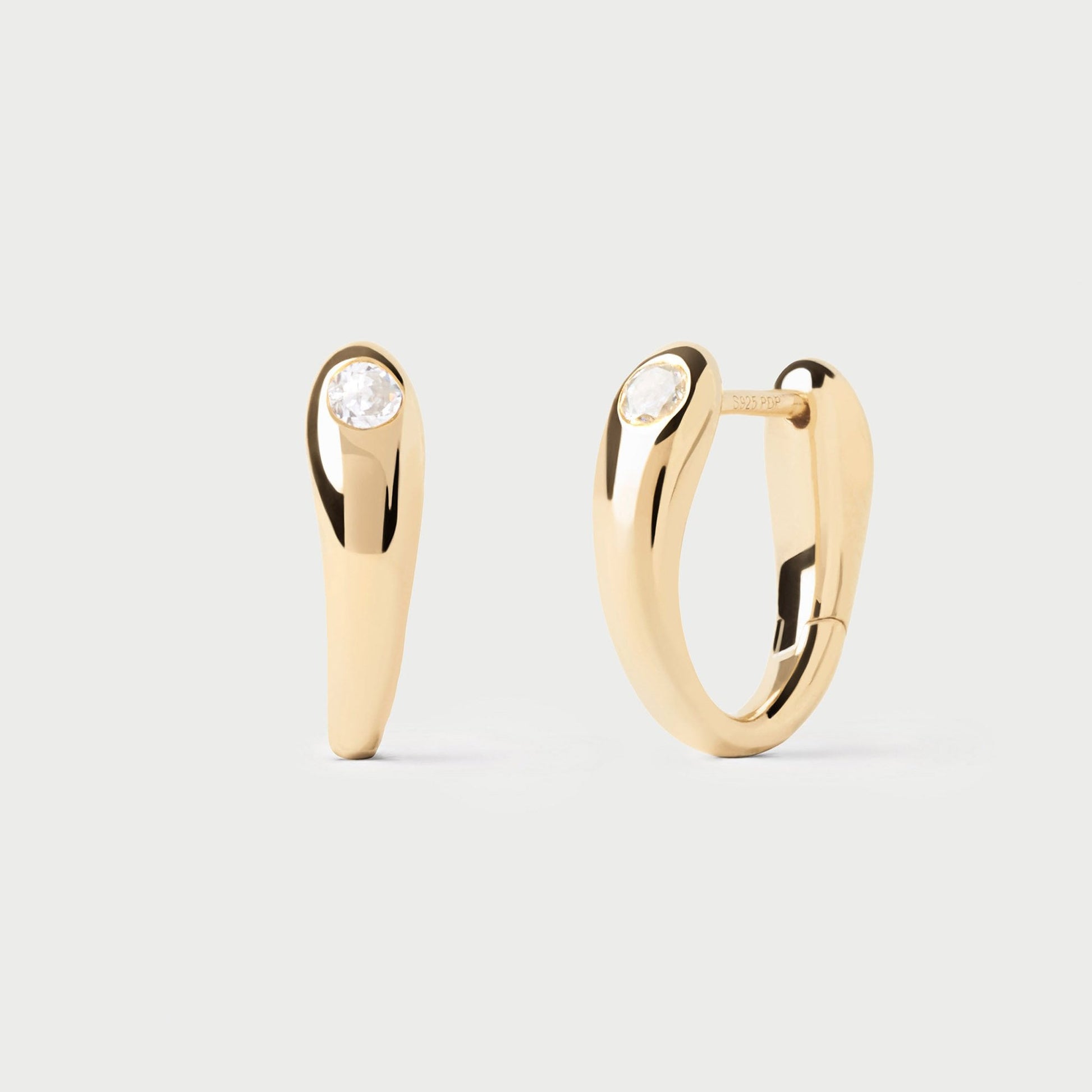 PDPAOLA 18ct Gold Plated Sterling Silver 'Serena' Hoop Earrings Set With CZs