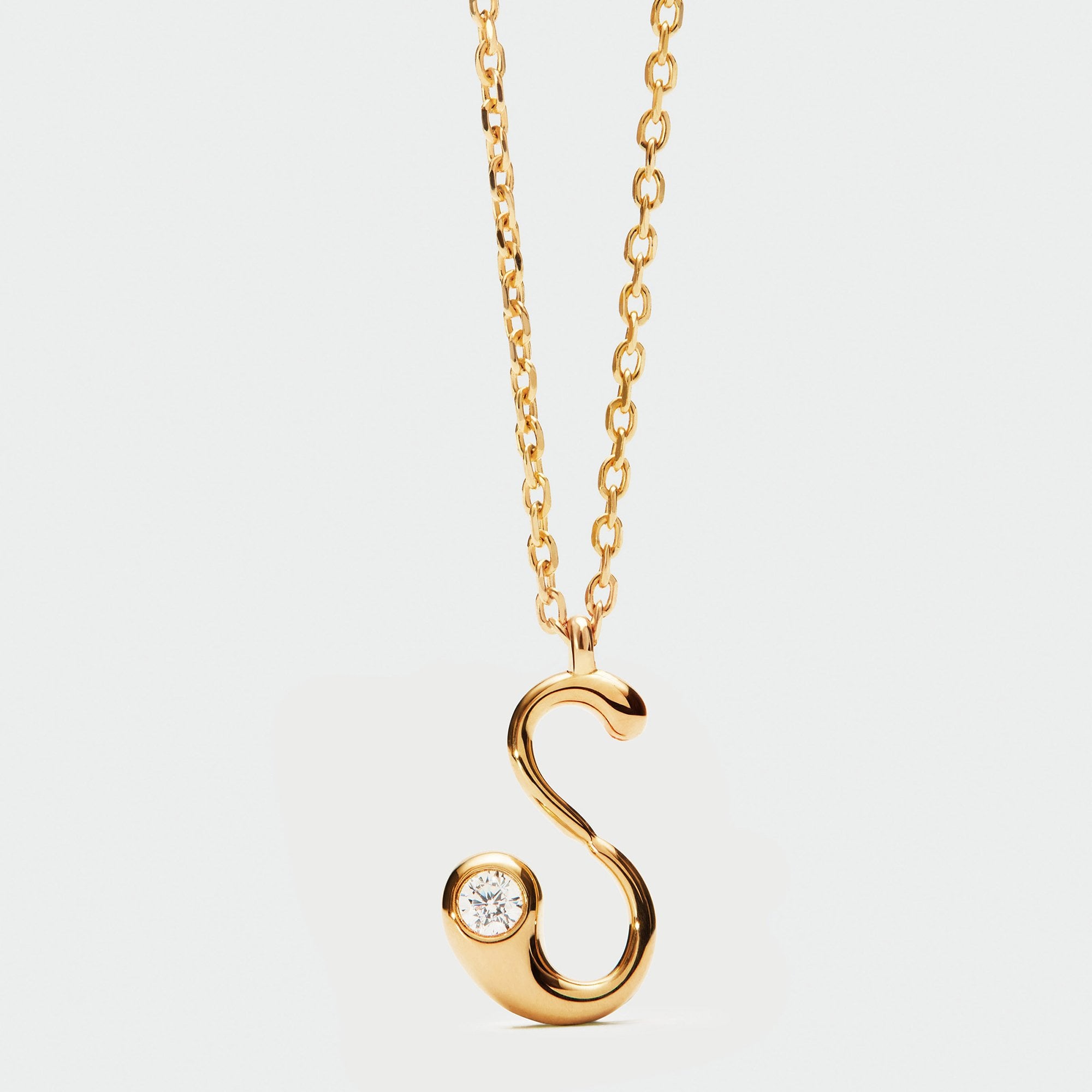 PDPAOLA 18ct Gold Plated Sterling Silver Initial S Necklace