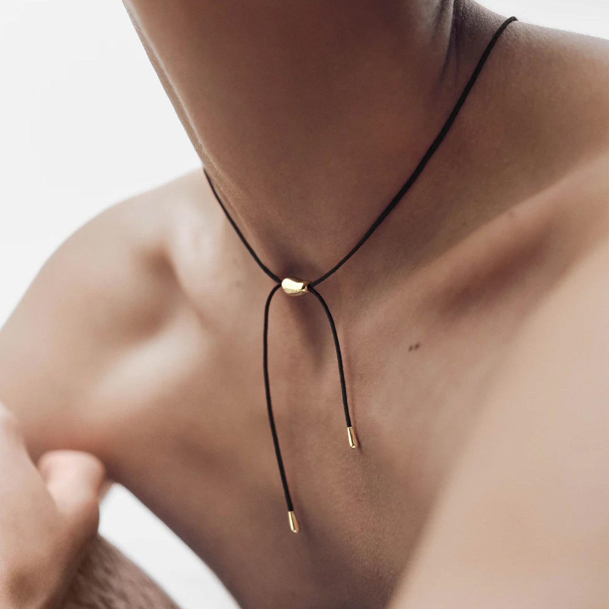 PDPAOLA 18ct Gold Plated Sterling Silver 'Rodeo' Necklace WIth Black Cord
