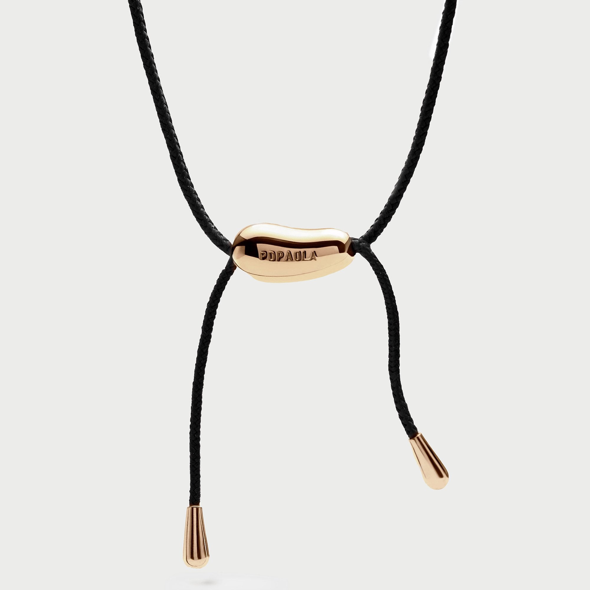 PDPAOLA 18ct Gold Plated Sterling Silver 'Rodeo' Necklace WIth Black Cord