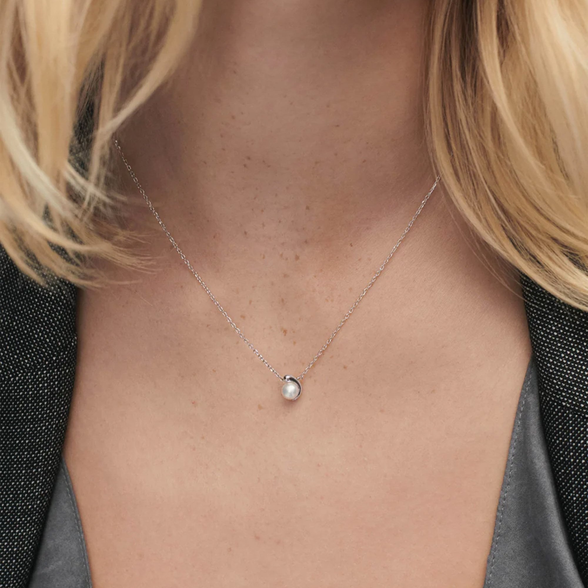 PDPAOLA Sterling Silver 'La Perla' Necklace
