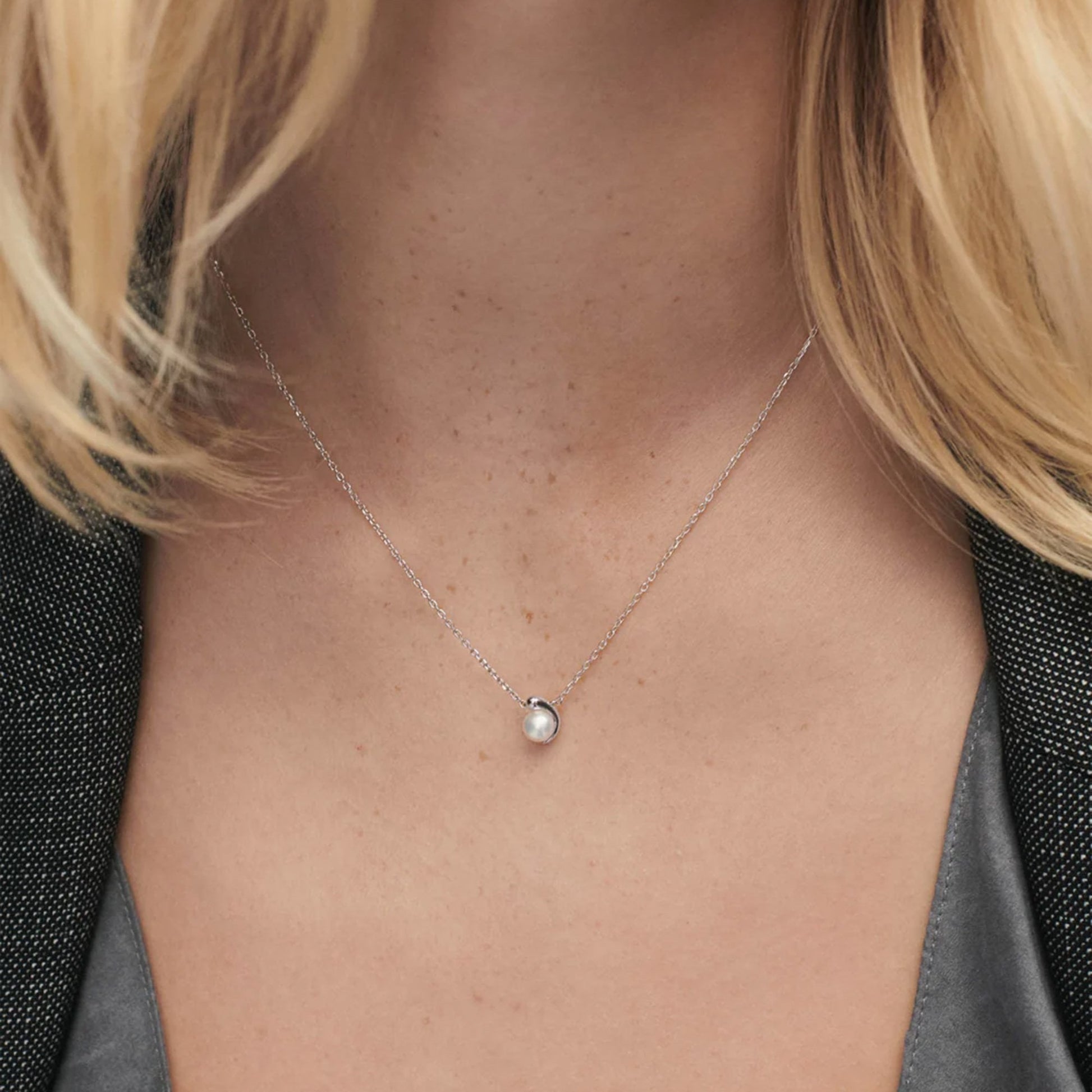 PDPAOLA Sterling Silver 'La Perla' Necklace
