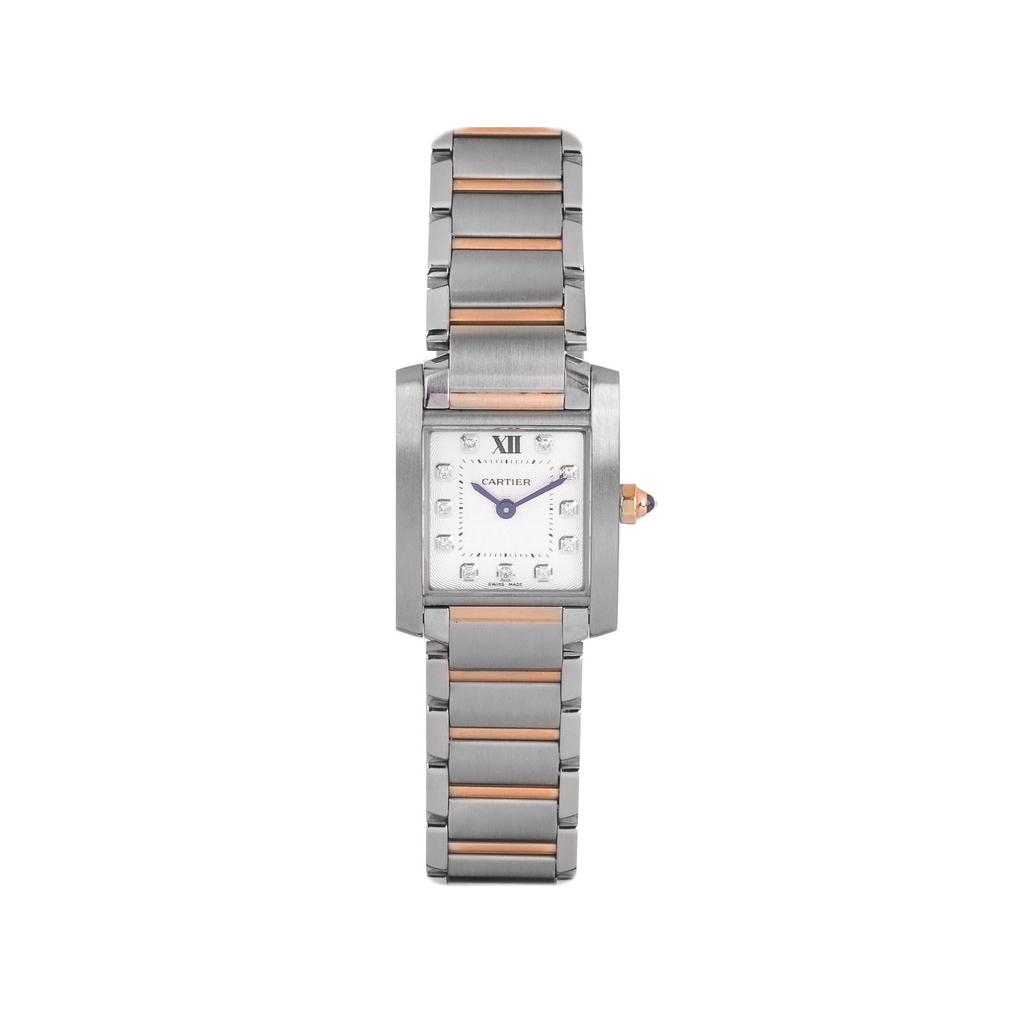 Cartier Tank Francaise Diamond Dot Dial Pre-owned Watch in 18ct Rose Gold and Steel
