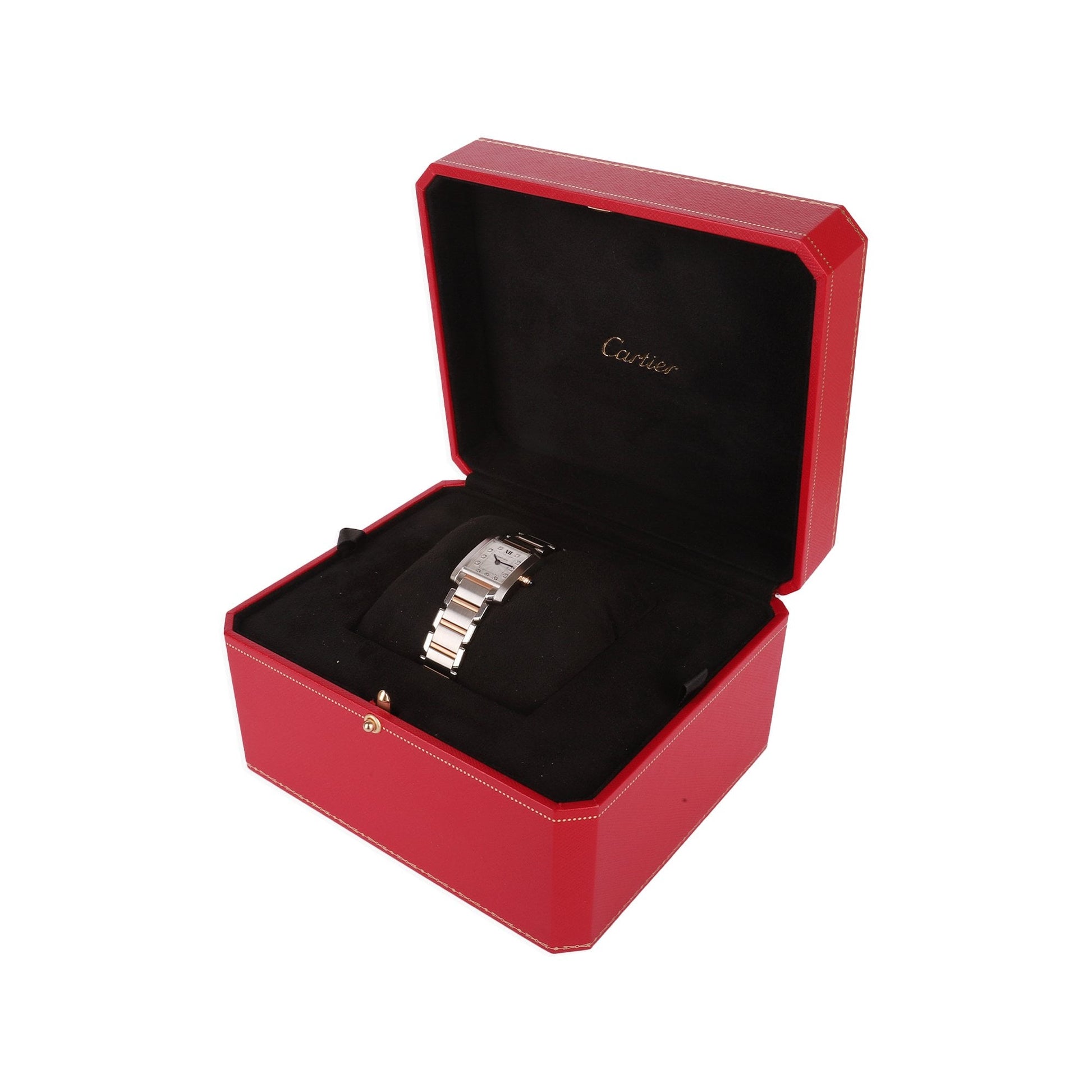 Cartier Tank Francaise Diamond Dot Dial Pre-owned Watch in 18ct Rose Gold and Steel