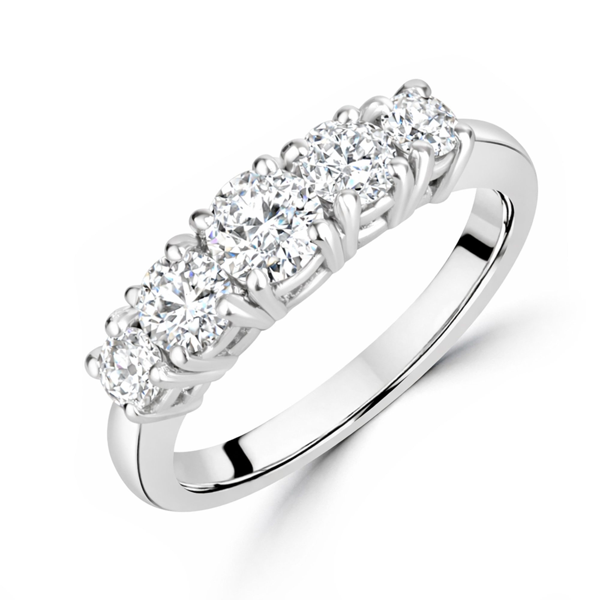 Platinum Five Stone Diamond Pre-owned Ring