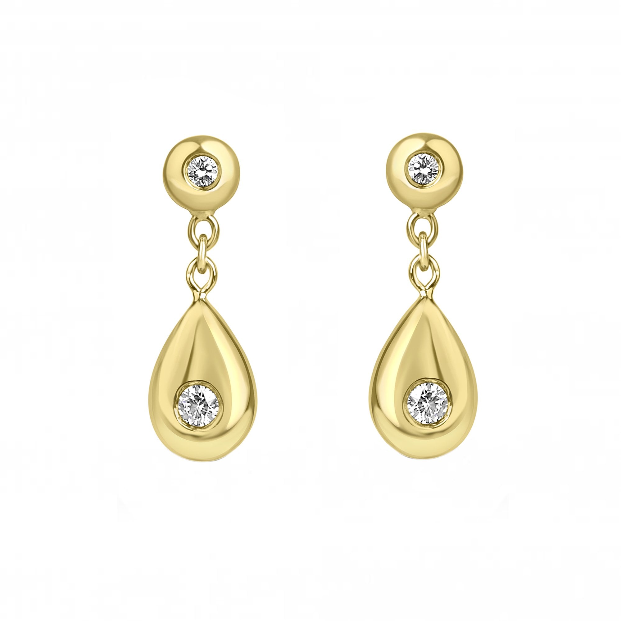 18ct Yellow Gold Teardrop Diamond Pre-Owned Earrings