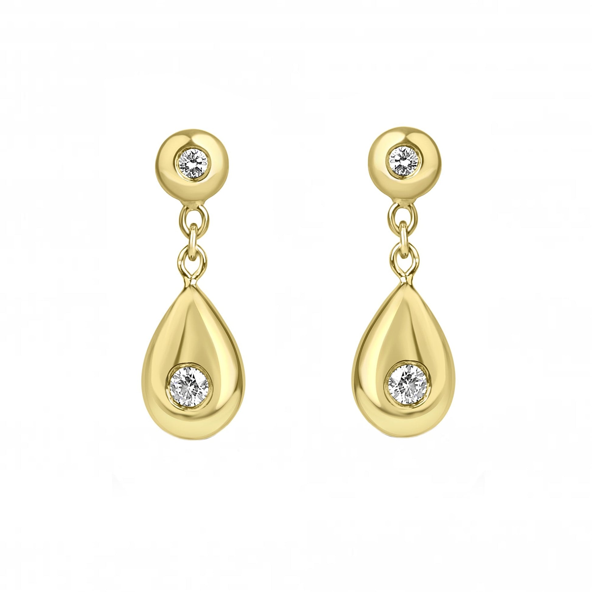 18ct Yellow Gold Teardrop Diamond Pre-Owned Earrings