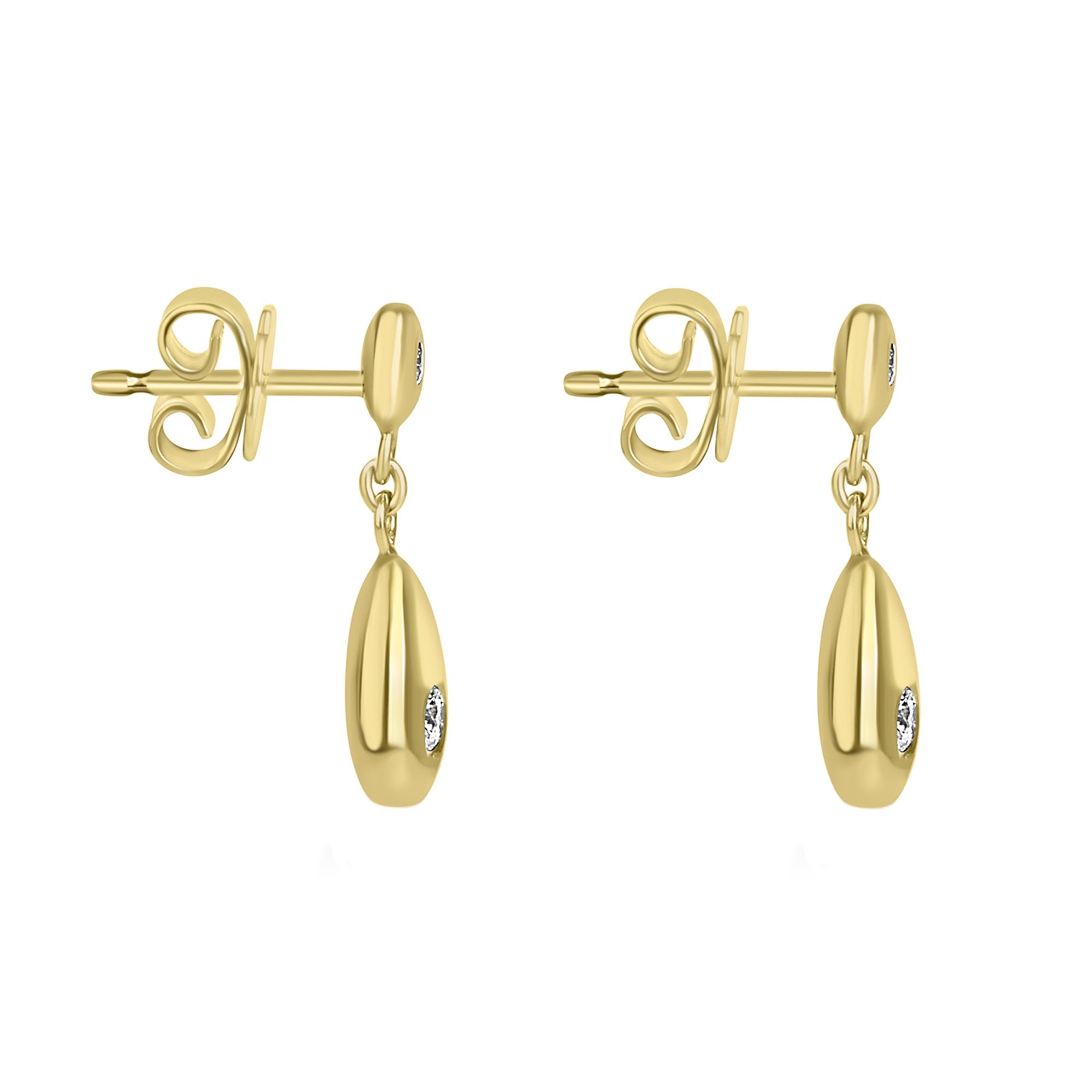 18ct Yellow Gold Teardrop Diamond Pre-Owned Earrings