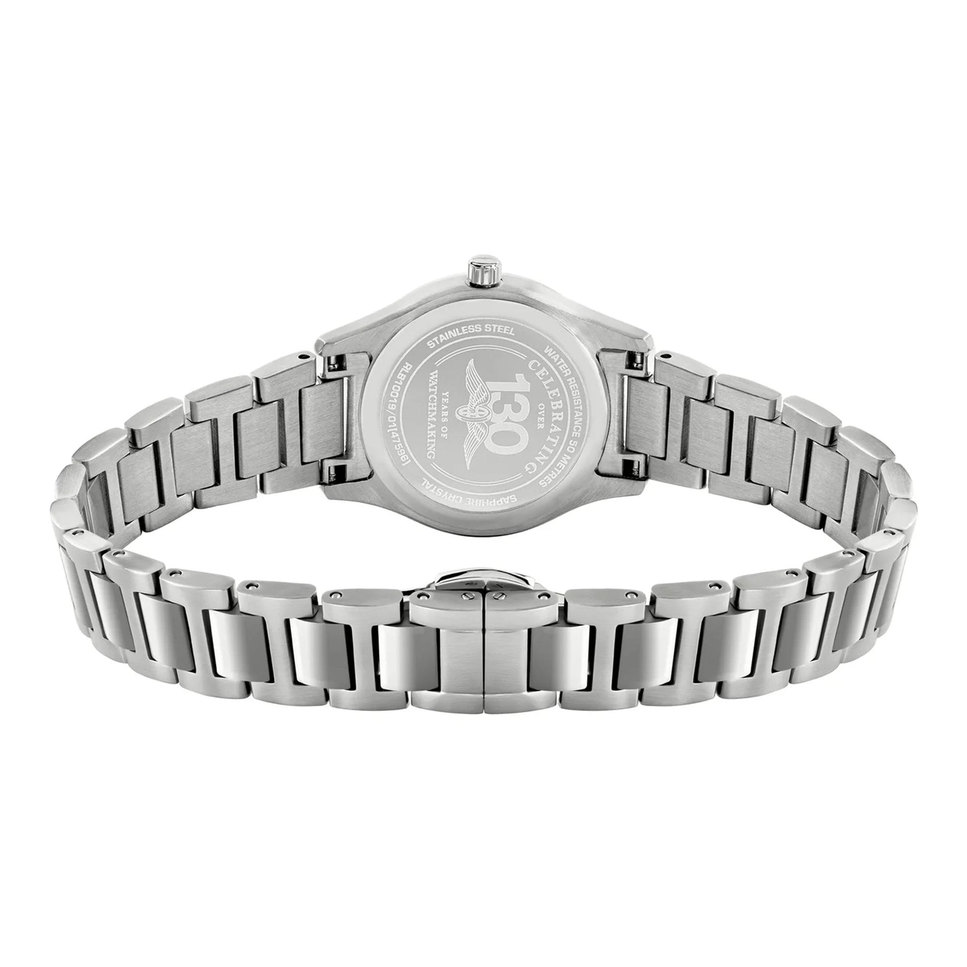 Ladies Rotary Contemporary Watch with White Dial, CZ Bezel and CZ Baton Markers