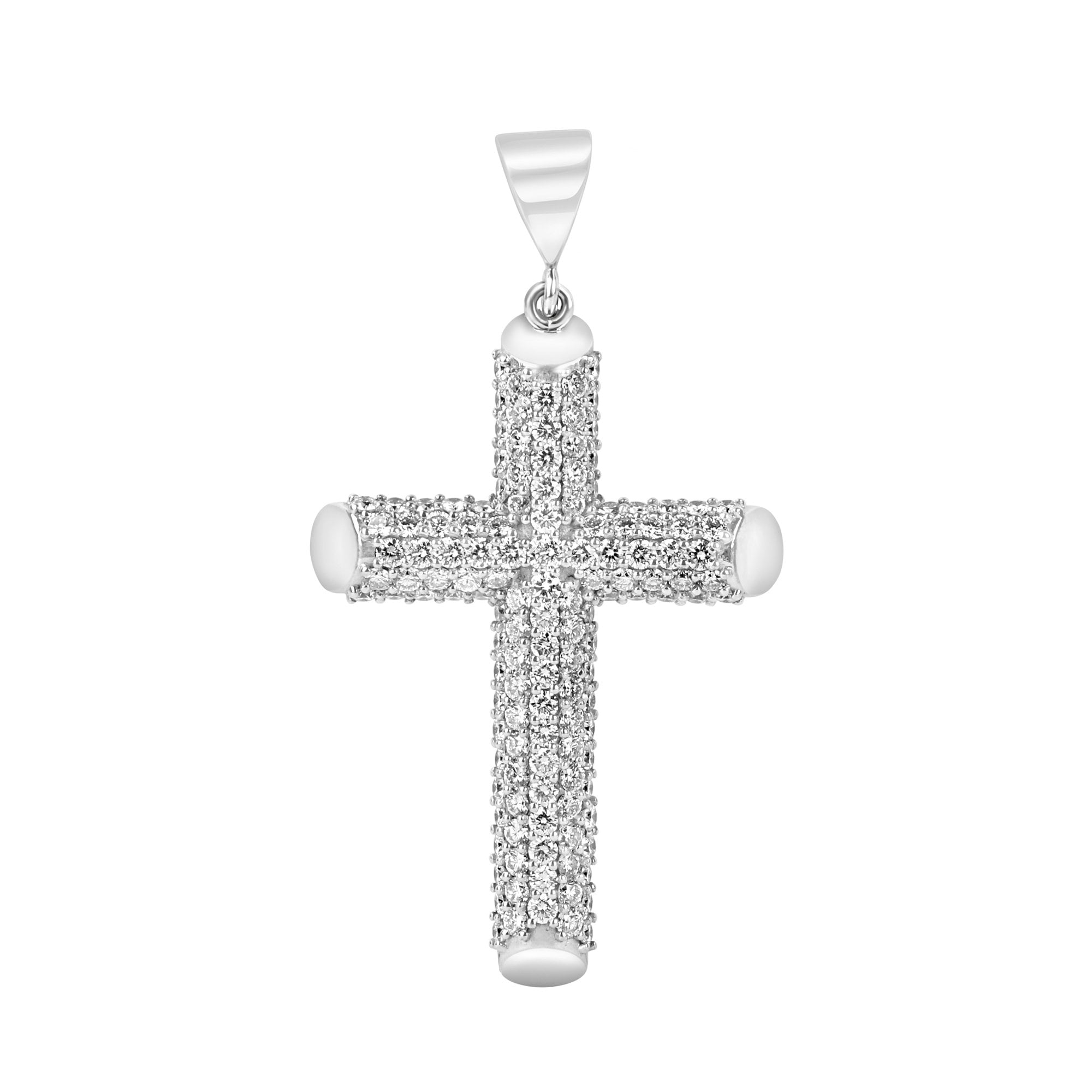 18ct White Gold Large 16.15ct Diamond Encrusted Cross Pendant