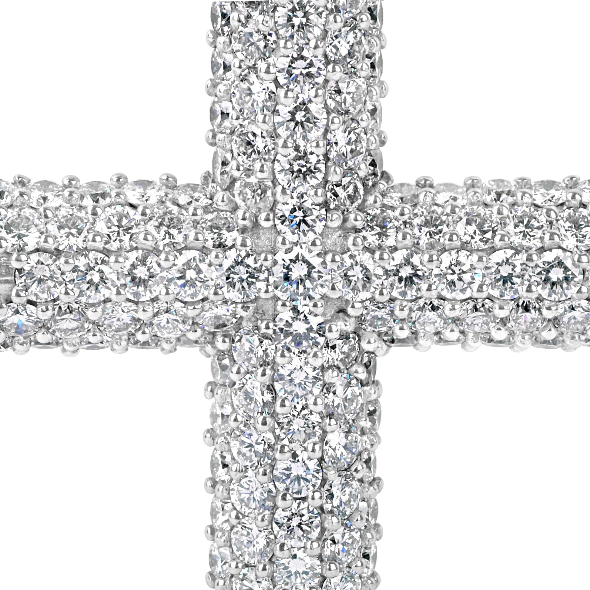 18ct White Gold Large 16.15ct Diamond Encrusted Cross Pendant