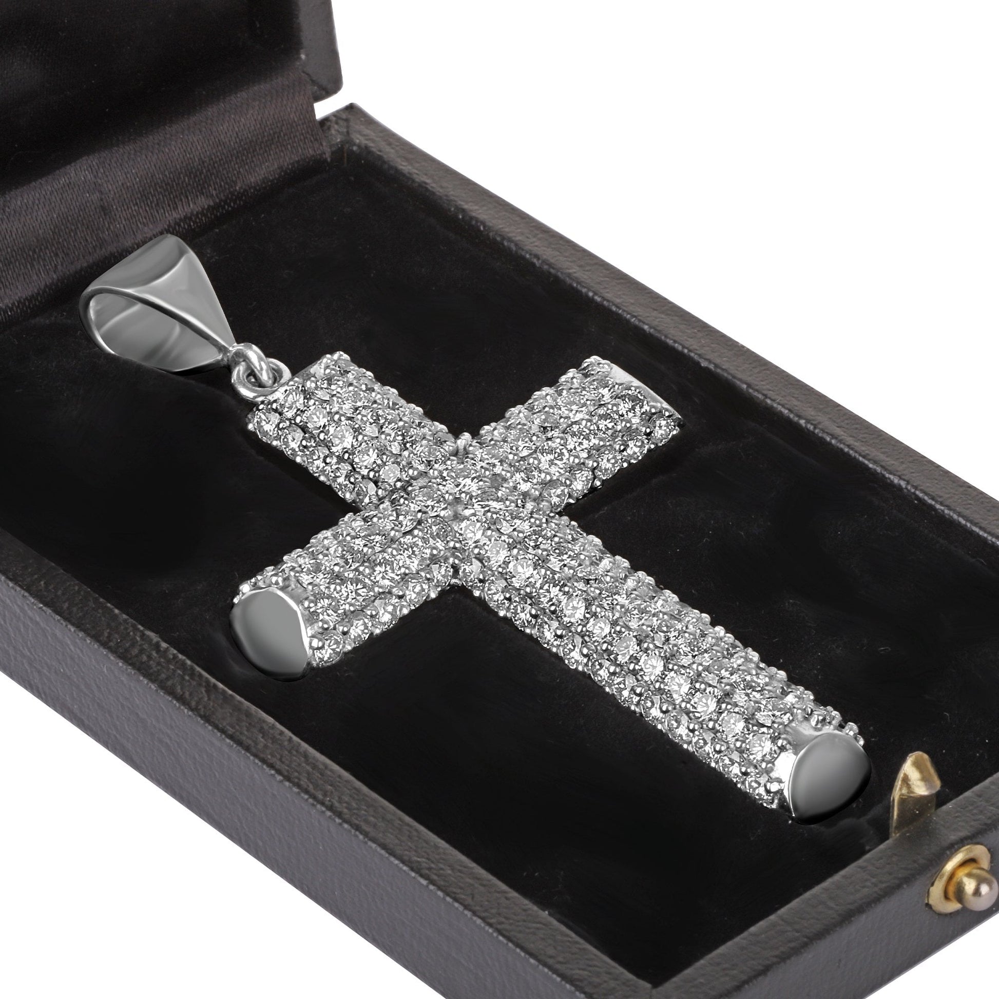 18ct White Gold Large 16.15ct Diamond Encrusted Cross Pendant
