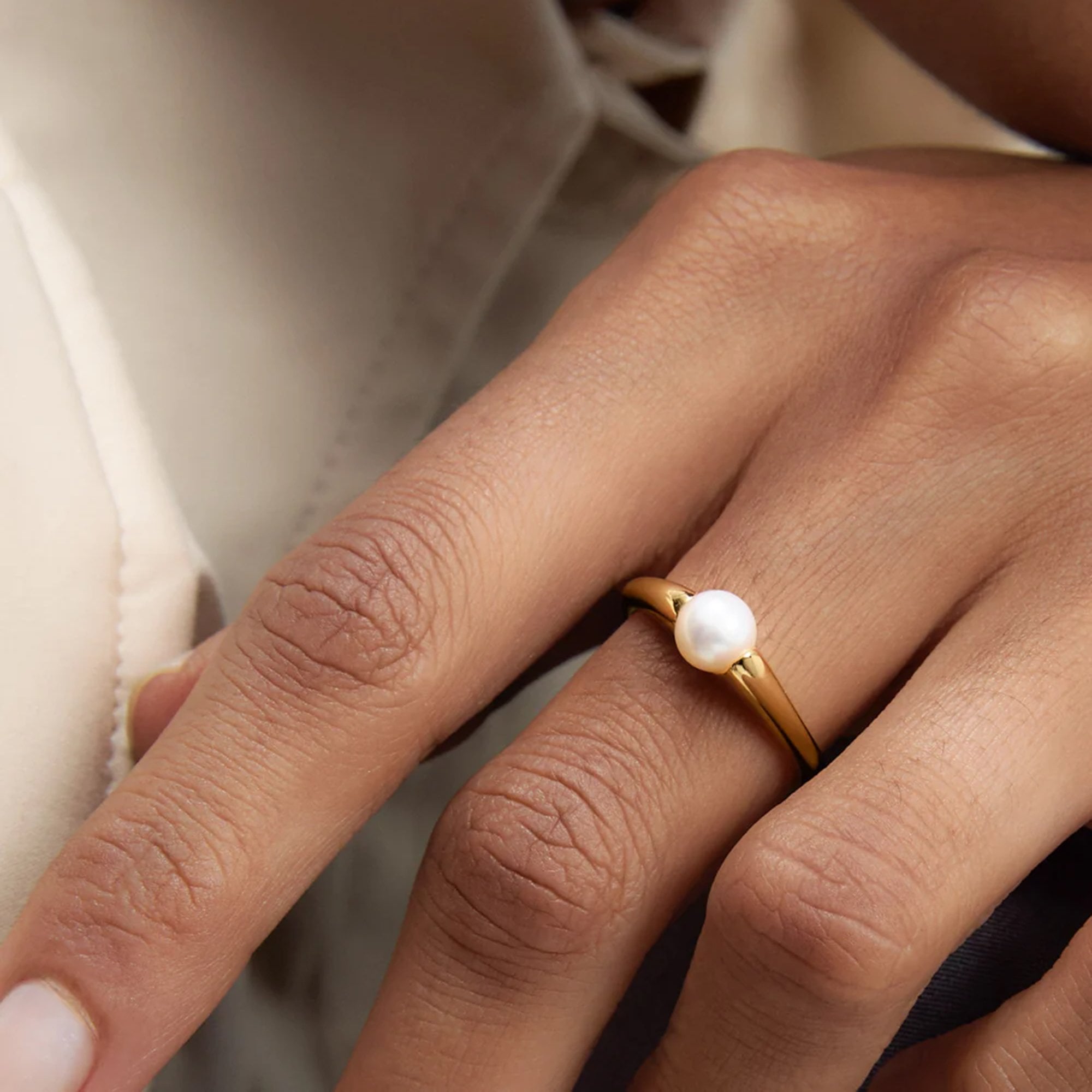 PDPAOLA 18ct Gold Plated Sterling Silver 'La Perla Maris' Ring