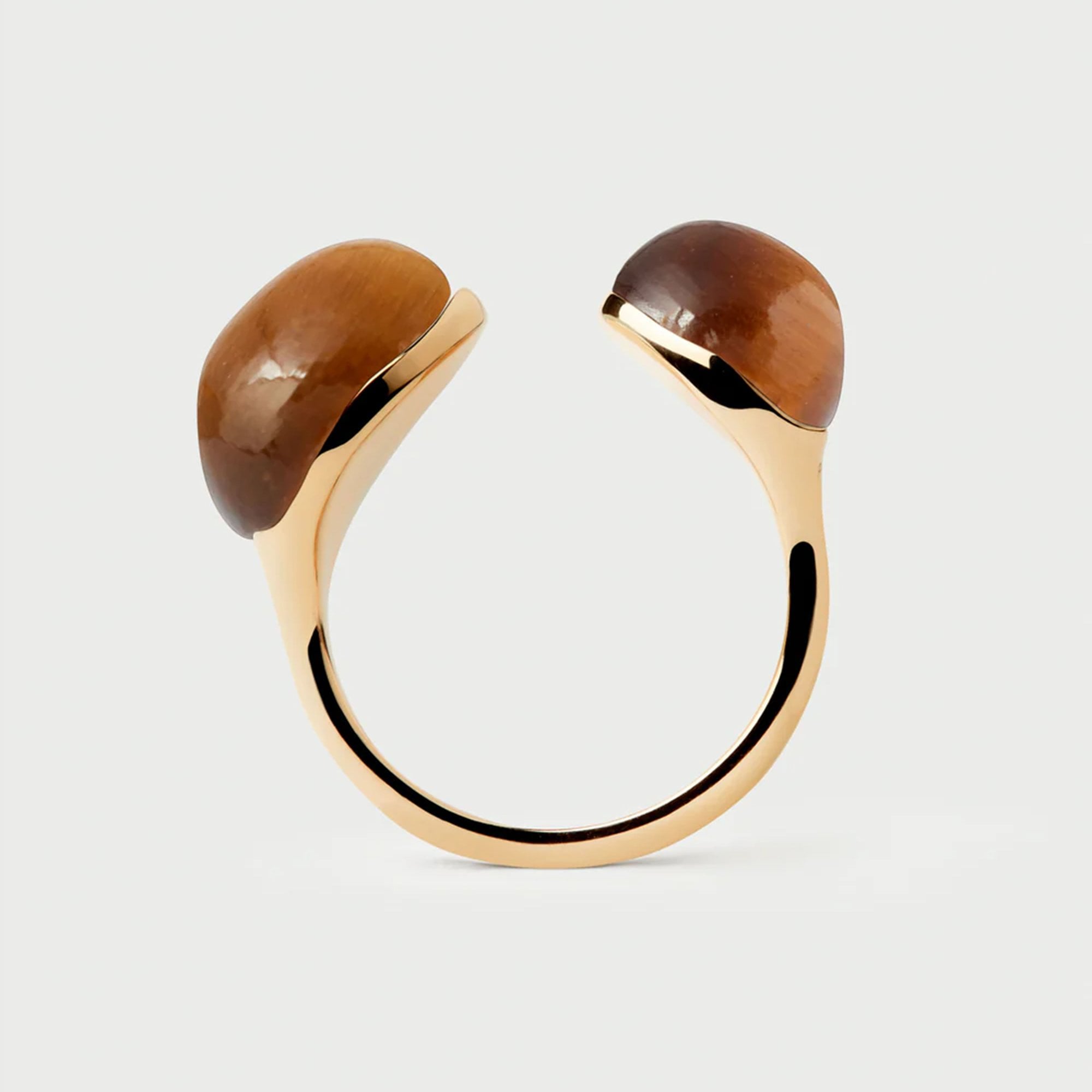PDPAOLA 18ct Gold Plate on sterling Silver Tiger's Eye 'Gravity' Ring