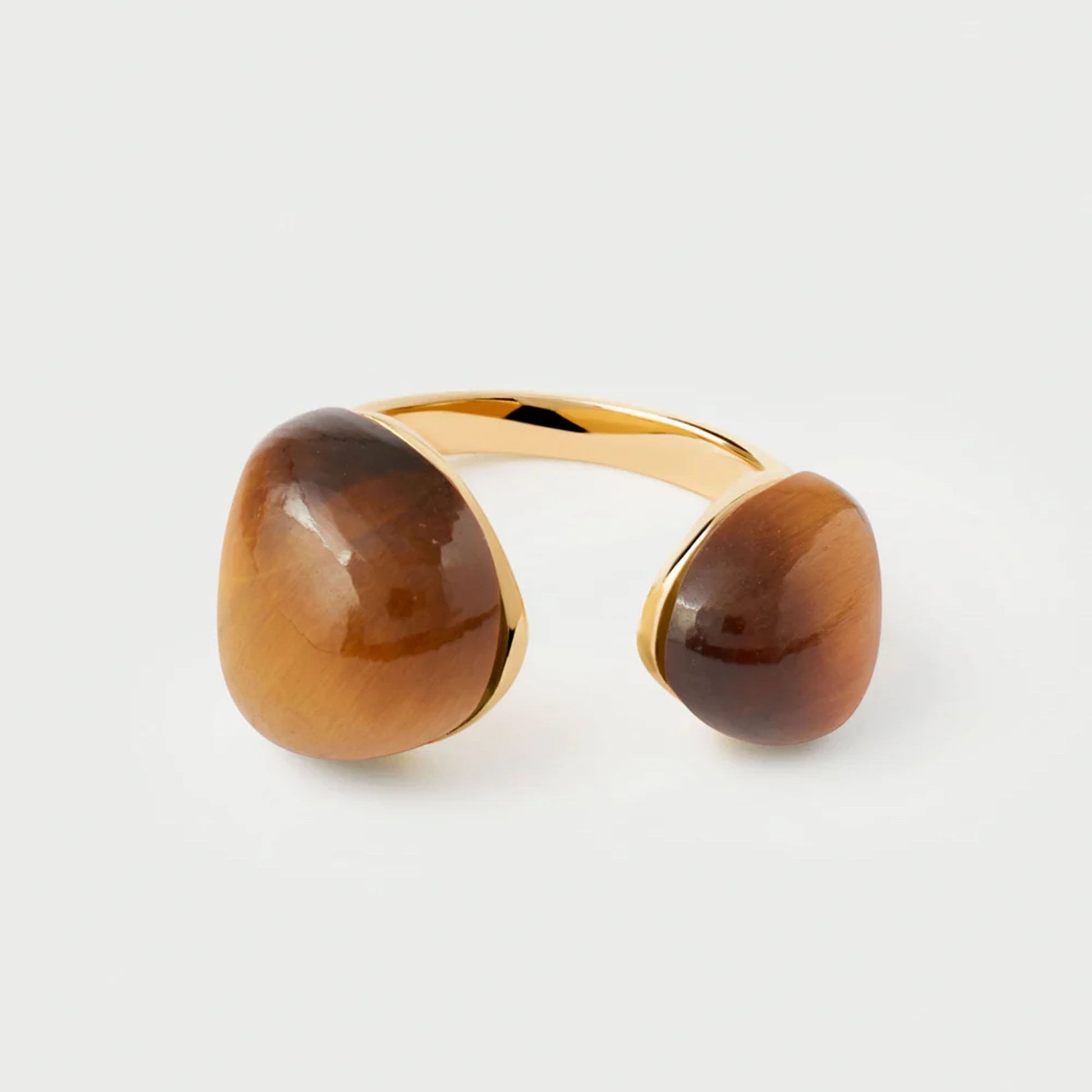 PDPAOLA 18ct Gold Plate on sterling Silver Tiger's Eye 'Gravity' Ring