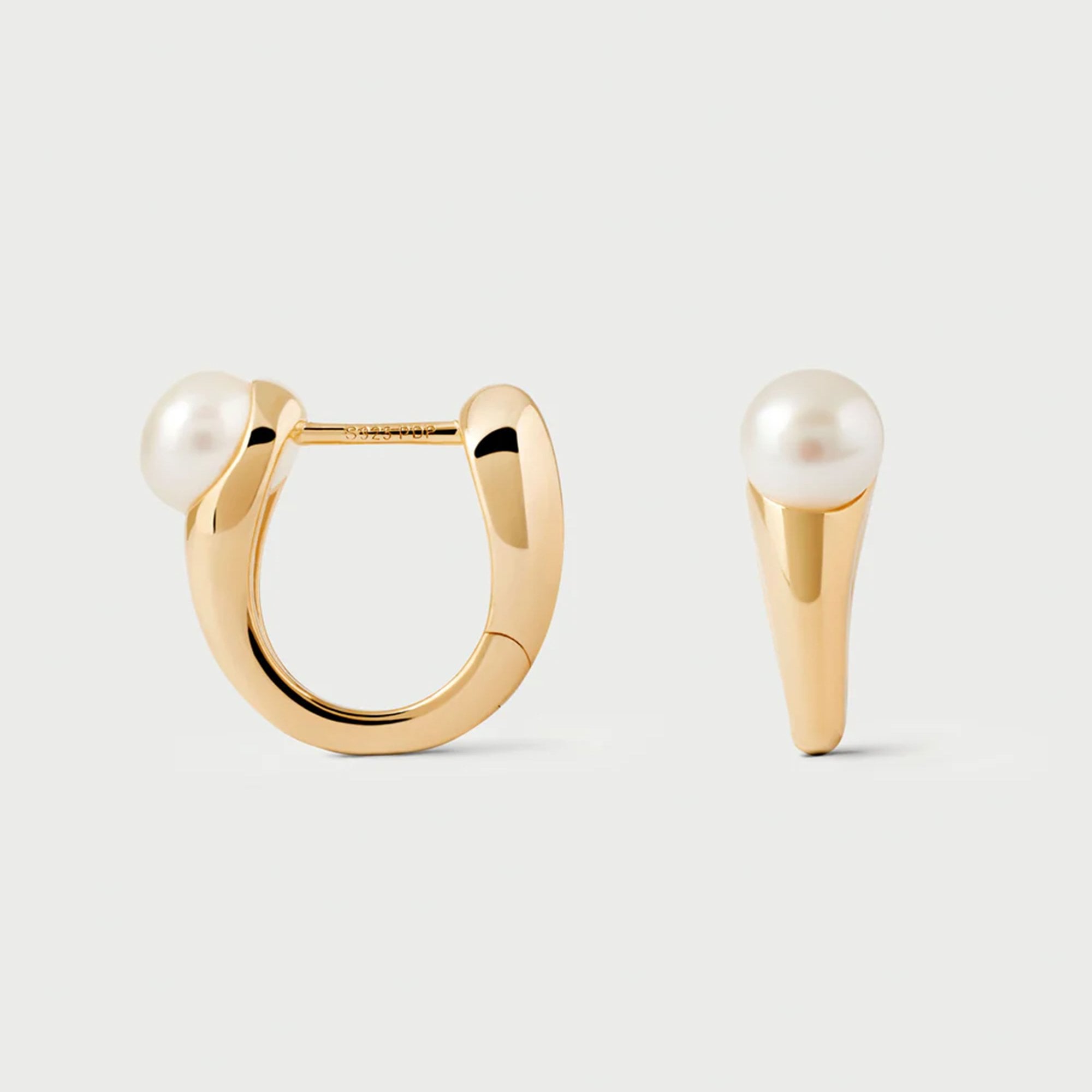 PDPAOLA 18ct Gold Plated Sterling Silver 'La Perla Ondine' Hoop Earrings