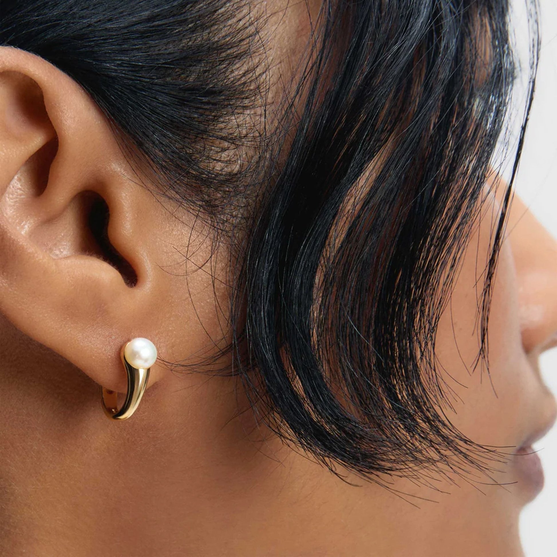PDPAOLA 18ct Gold Plated Sterling Silver 'La Perla Ondine' Hoop Earrings