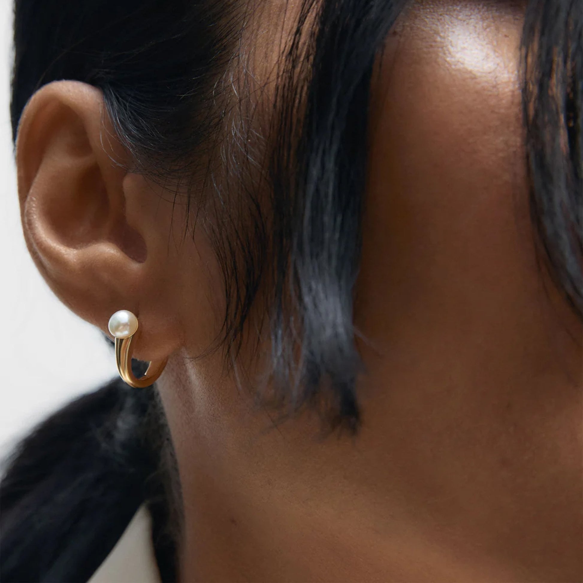 PDPAOLA 18ct Gold Plated Sterling Silver 'La Perla Ondine' Hoop Earrings