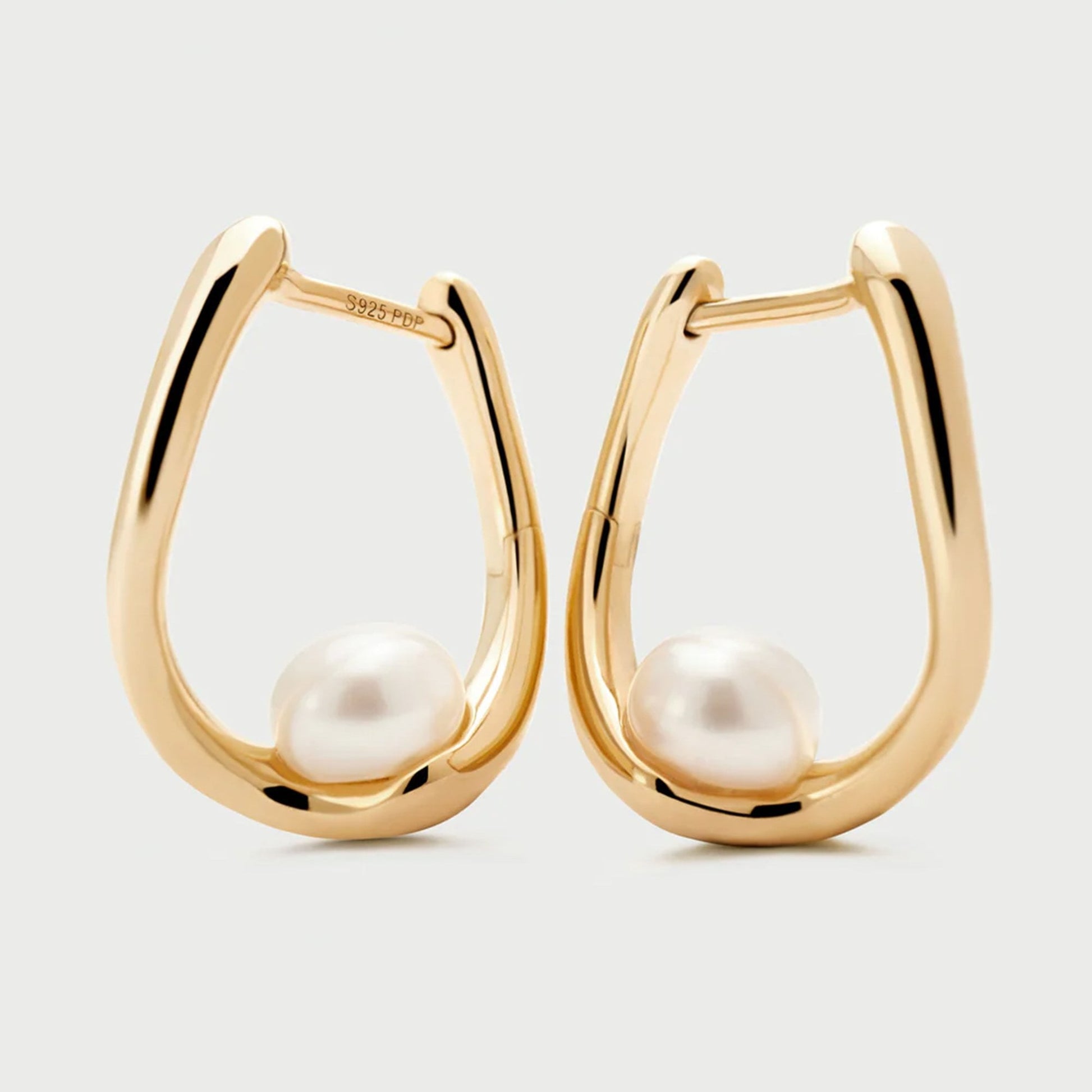PDPAOLA 18ct Gold Plated Sterling Silver 'La Perla Aura' Hoop Earrings