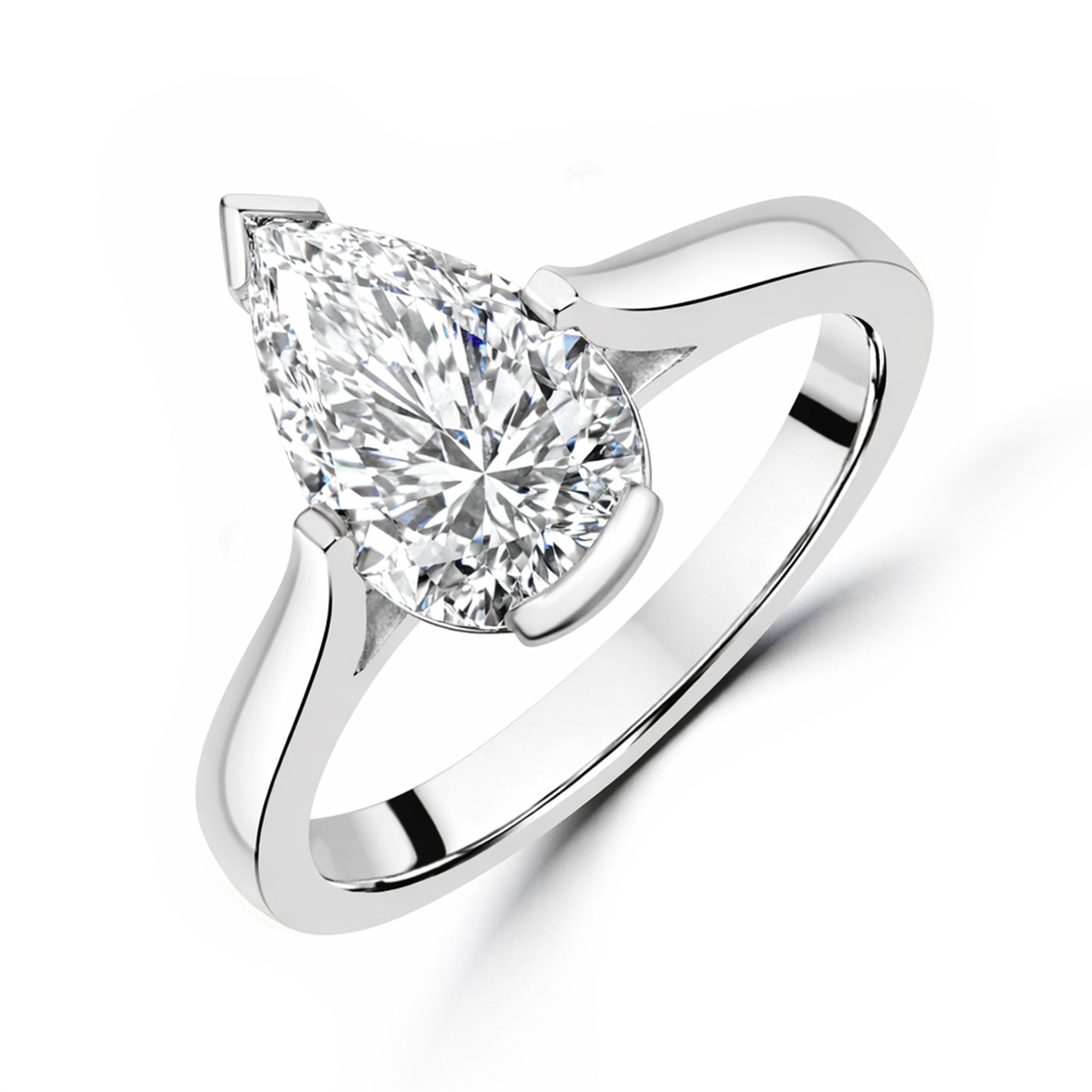 Platinum 1.50ct Pear Cut Lab Grown Diamond Solitaire