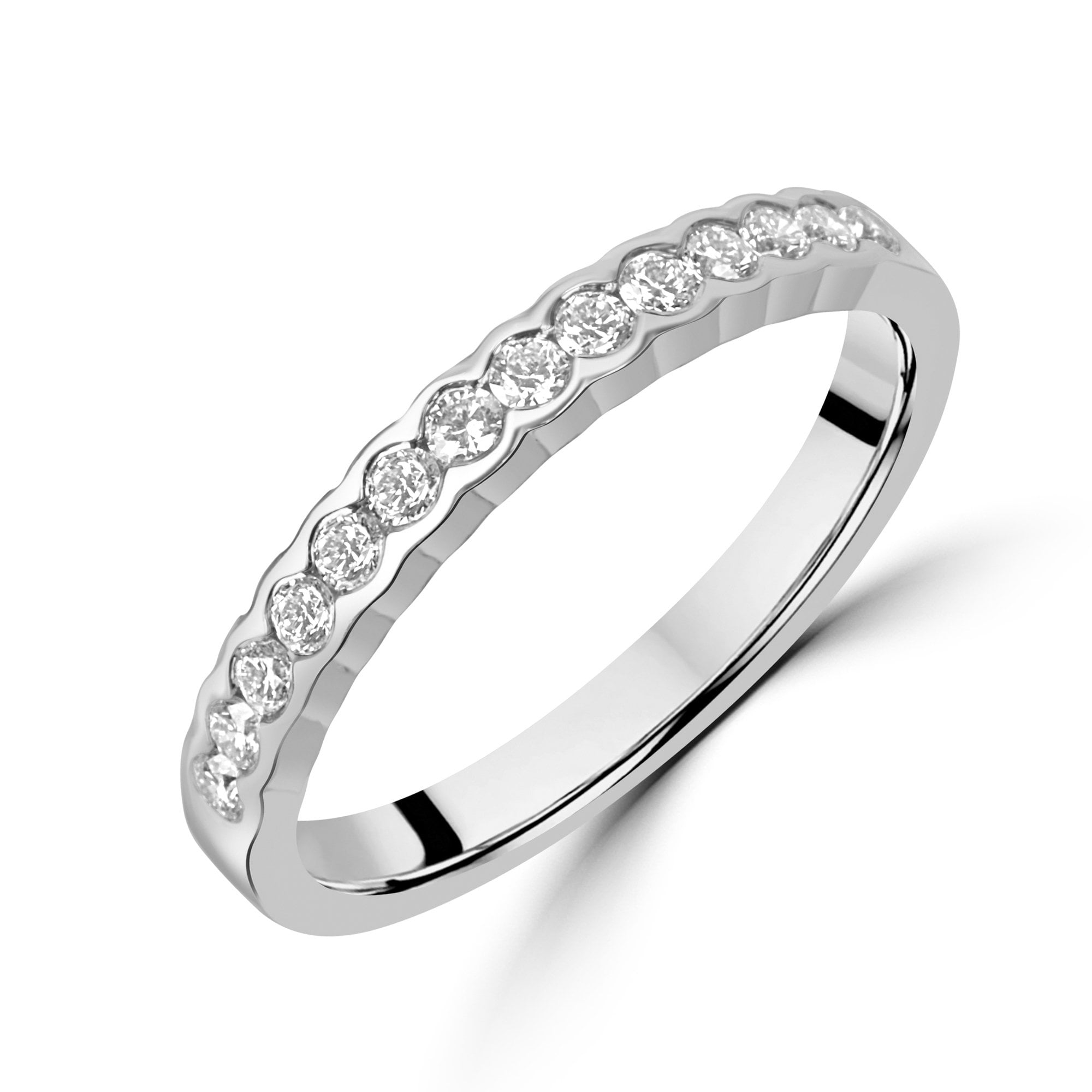 Platinum 0.31ct Round Diamond Scallop Eternity Ring
