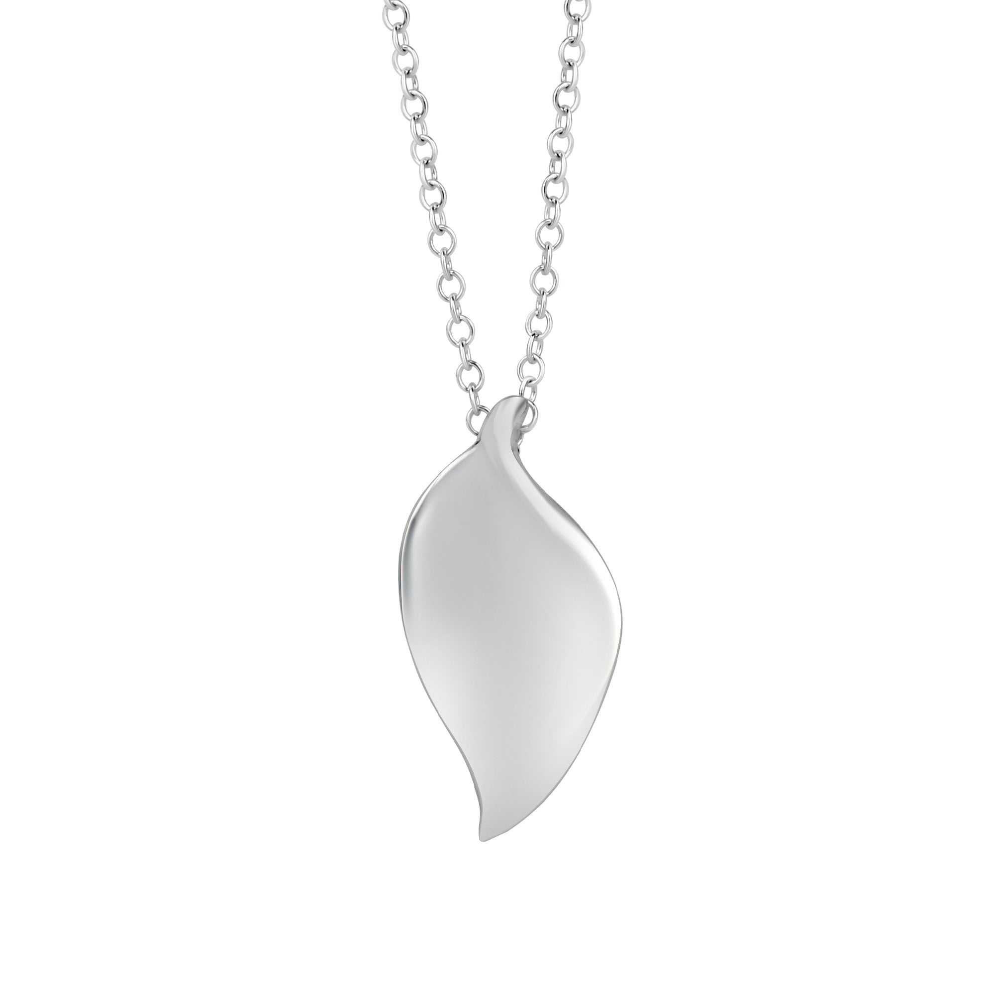 Sterling Silver Leaf Polished Finish Necklace