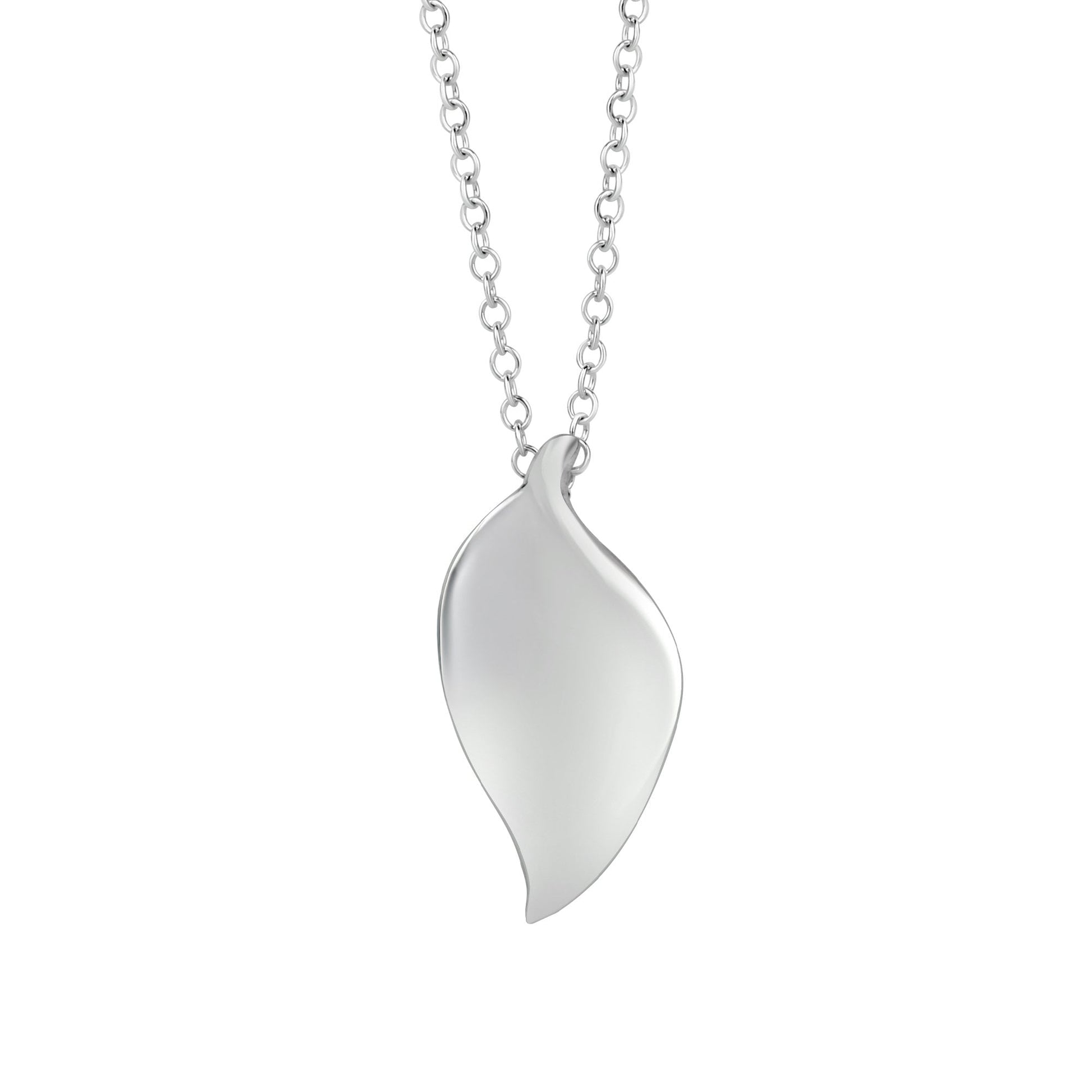 Sterling Silver Leaf Polished Finish Necklace