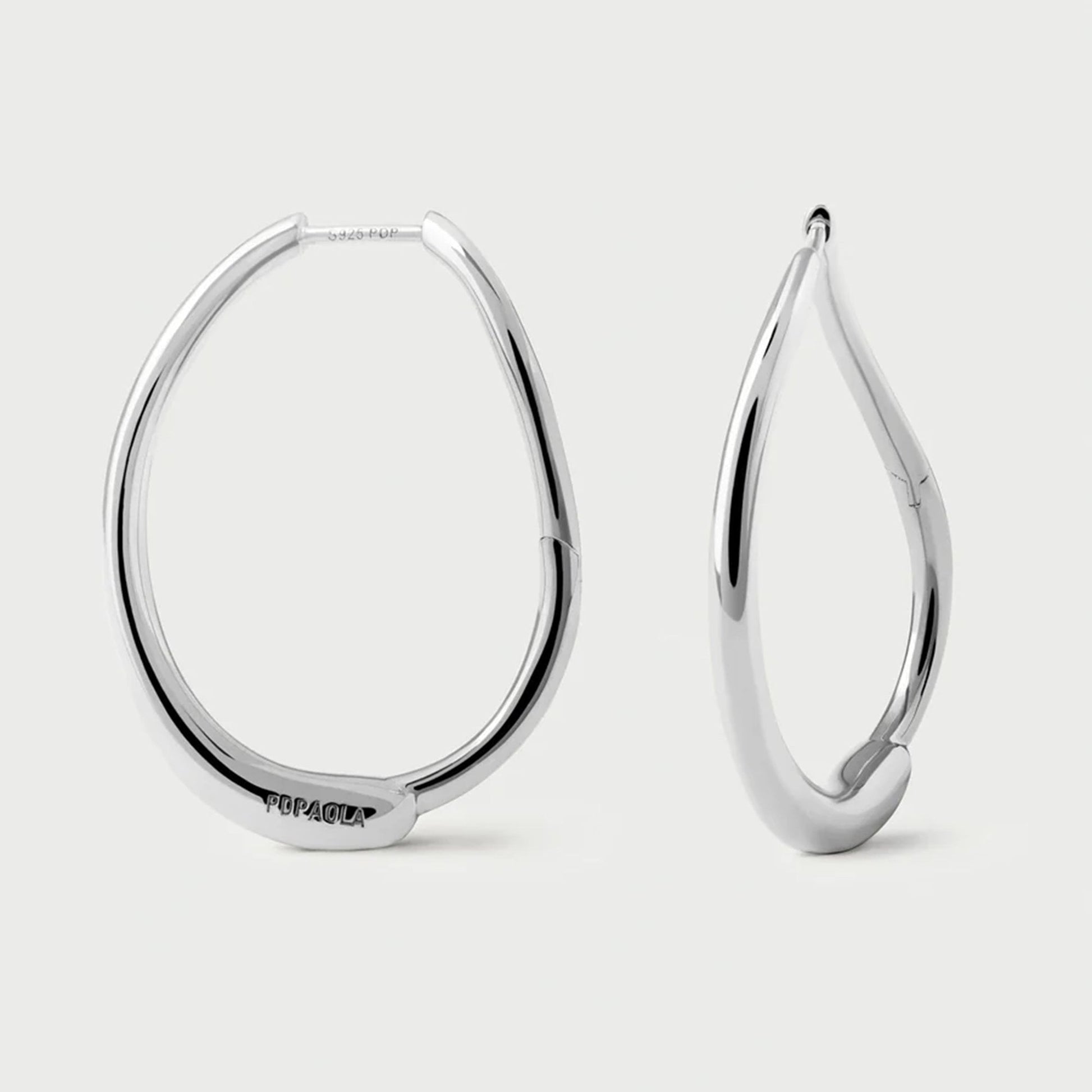 PDPAOLA Rodium Plated Sterling Silver 'Halo' Hoop Earrings