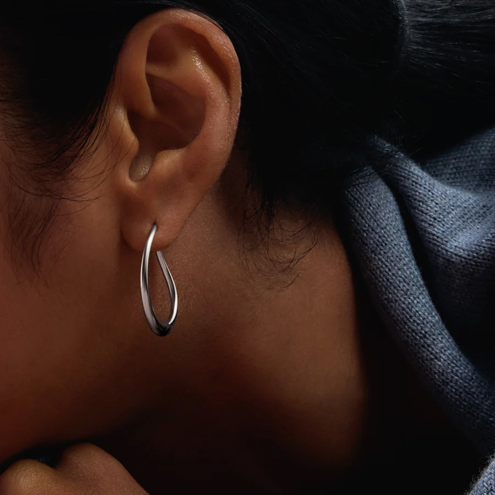 PDPAOLA Rodium Plated Sterling Silver 'Halo' Hoop Earrings