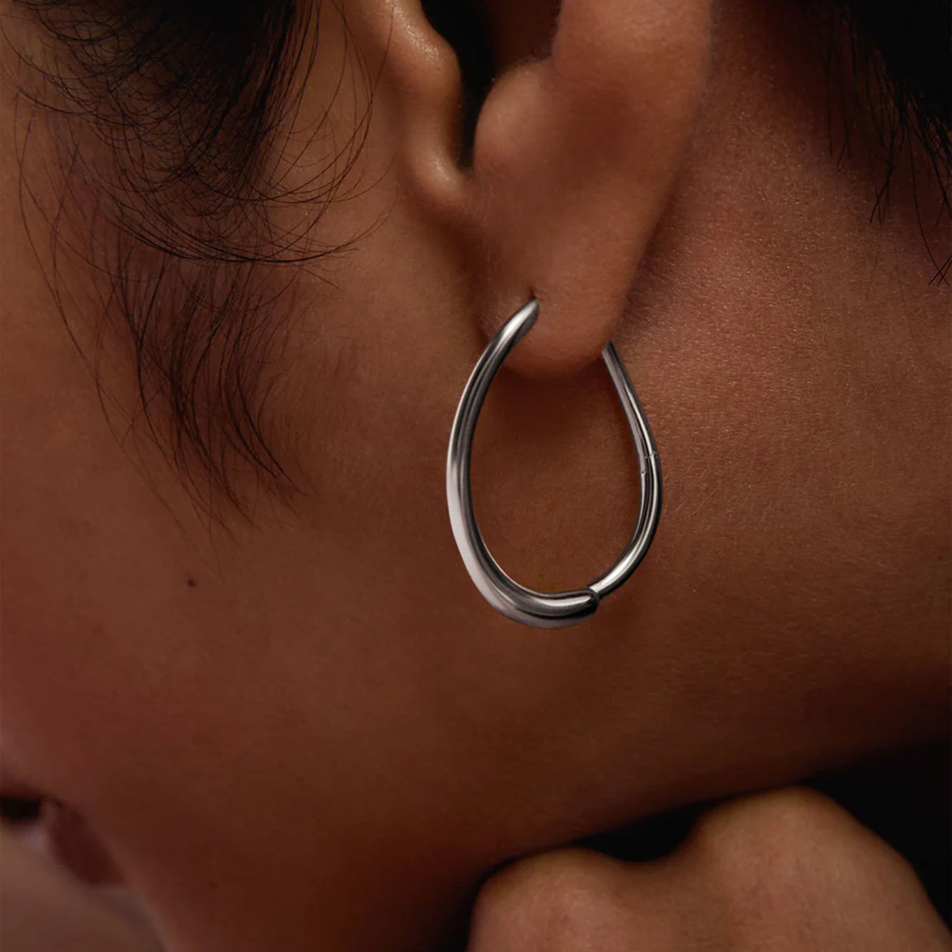 PDPAOLA Rodium Plated Sterling Silver 'Halo' Hoop Earrings