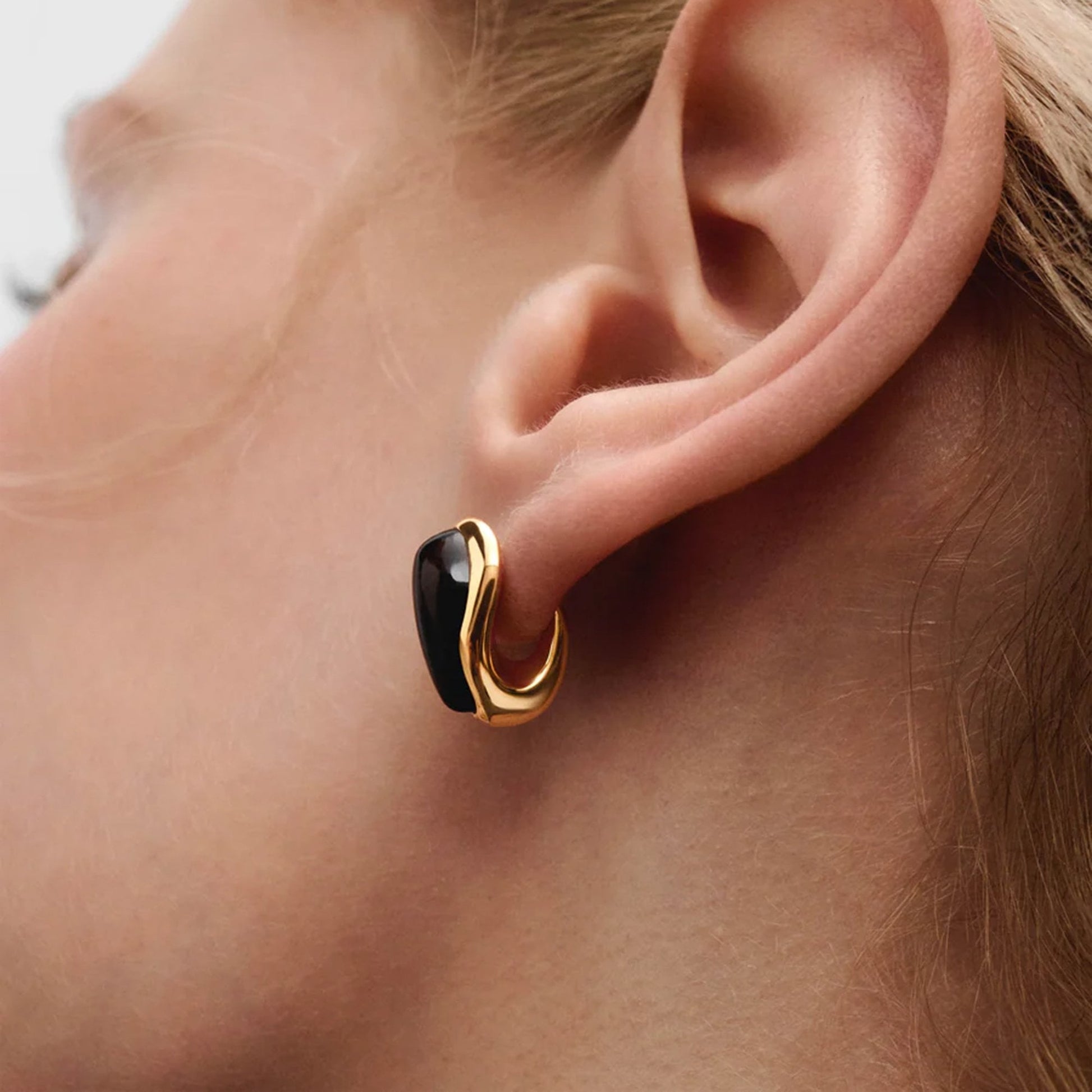 PDPAOLA 18ct Gold Plated Sterling Silver 'Luna' Smokey Quartz Earrings