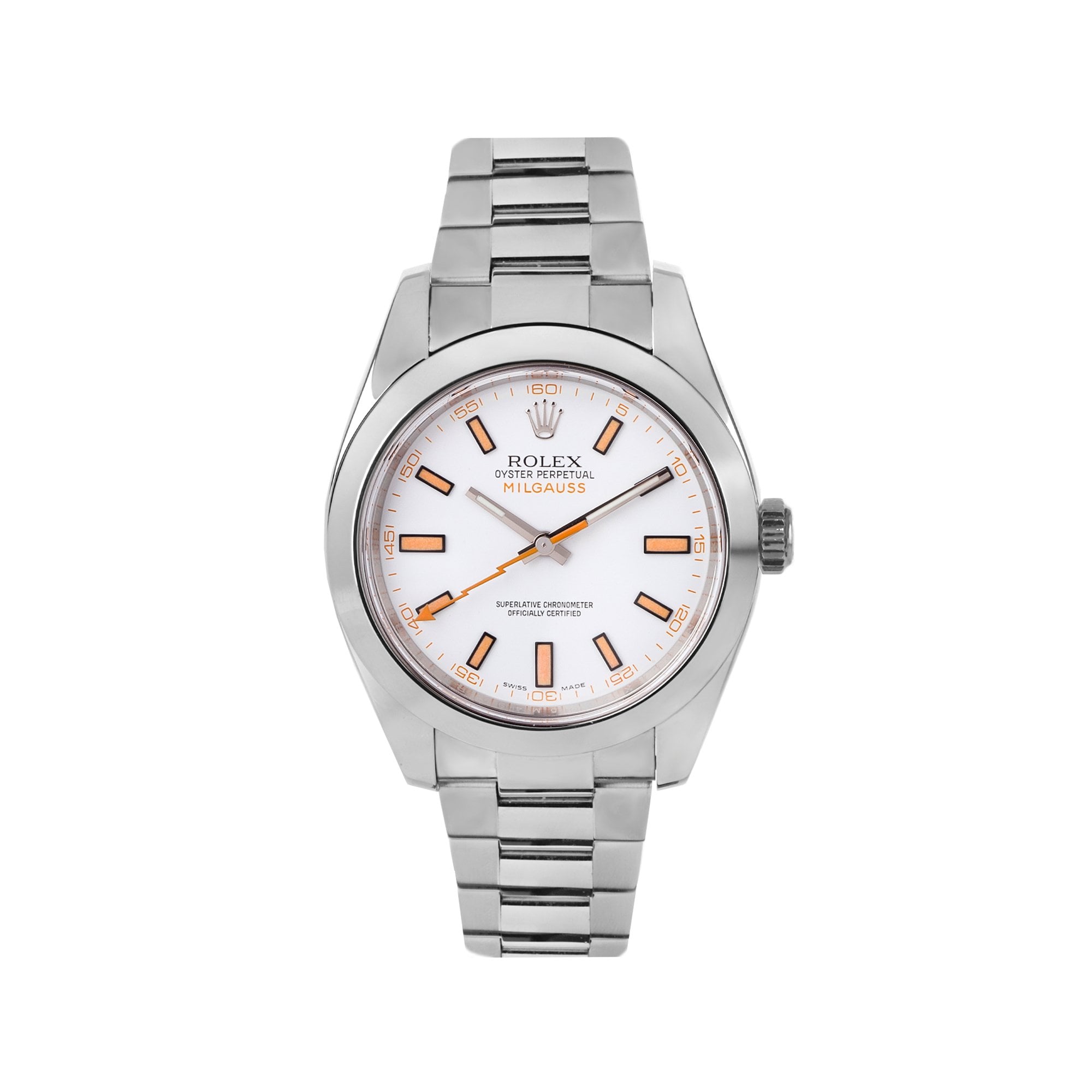 Rolex Millgauss White Non Date Pre-owned Watch in Stainless Steel