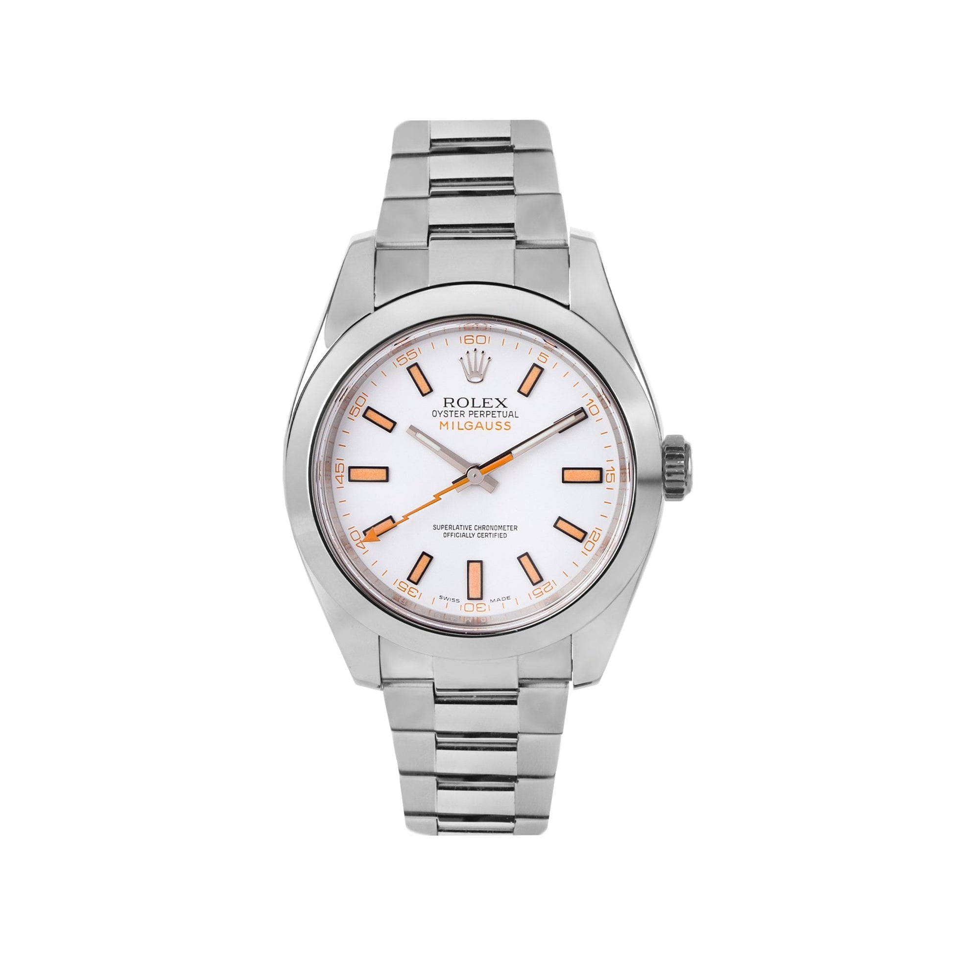Rolex Millgauss White Non Date Pre-owned Watch in Stainless Steel