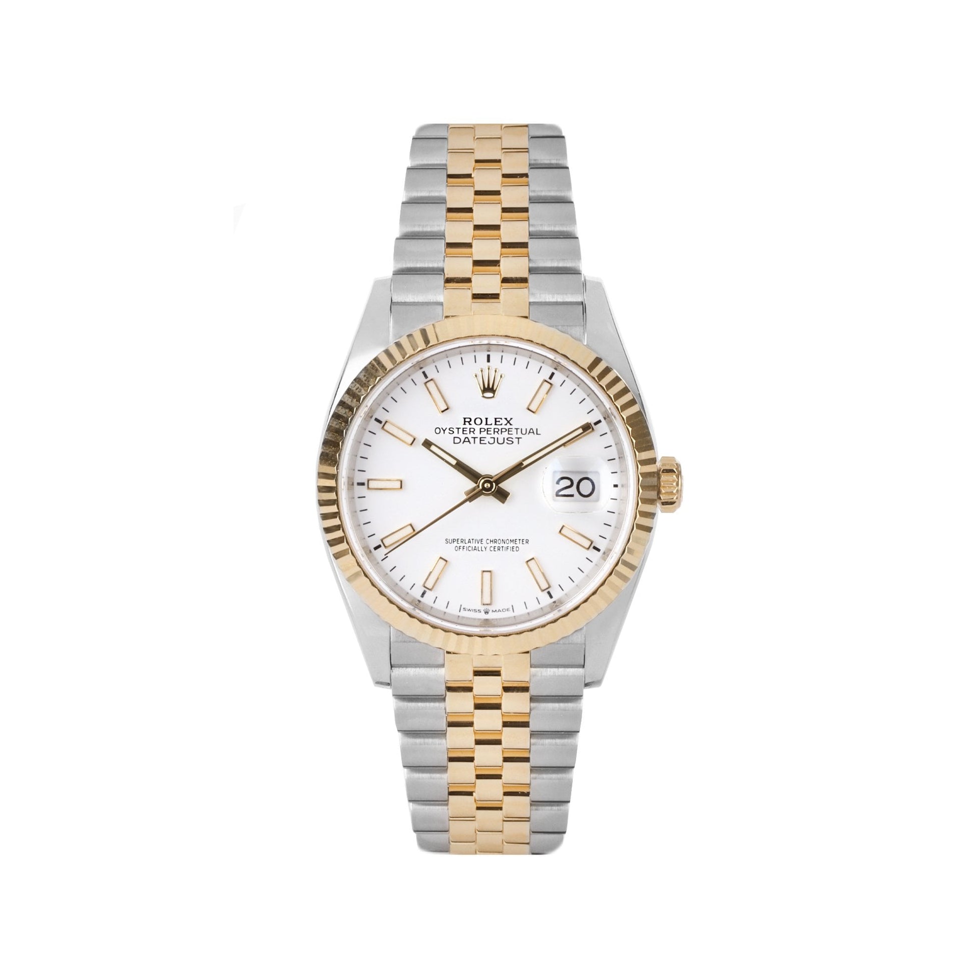 Rolex Datejust 36 White Dial Pre-Owned Watch Steel and Yellow Gold