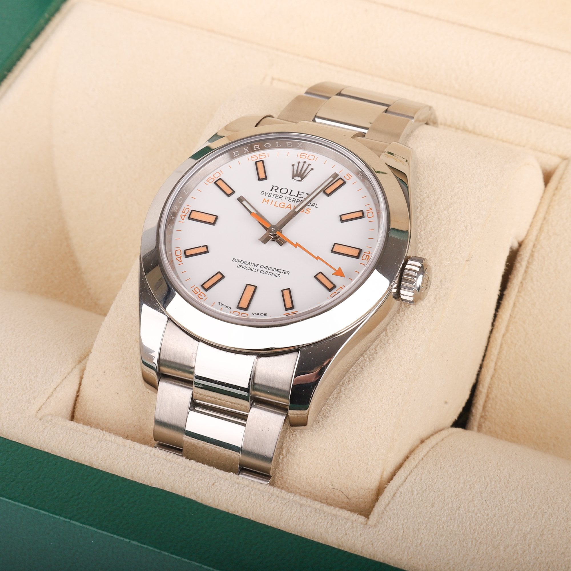 Rolex Millgauss White Non Date Pre-owned Watch in Stainless Steel