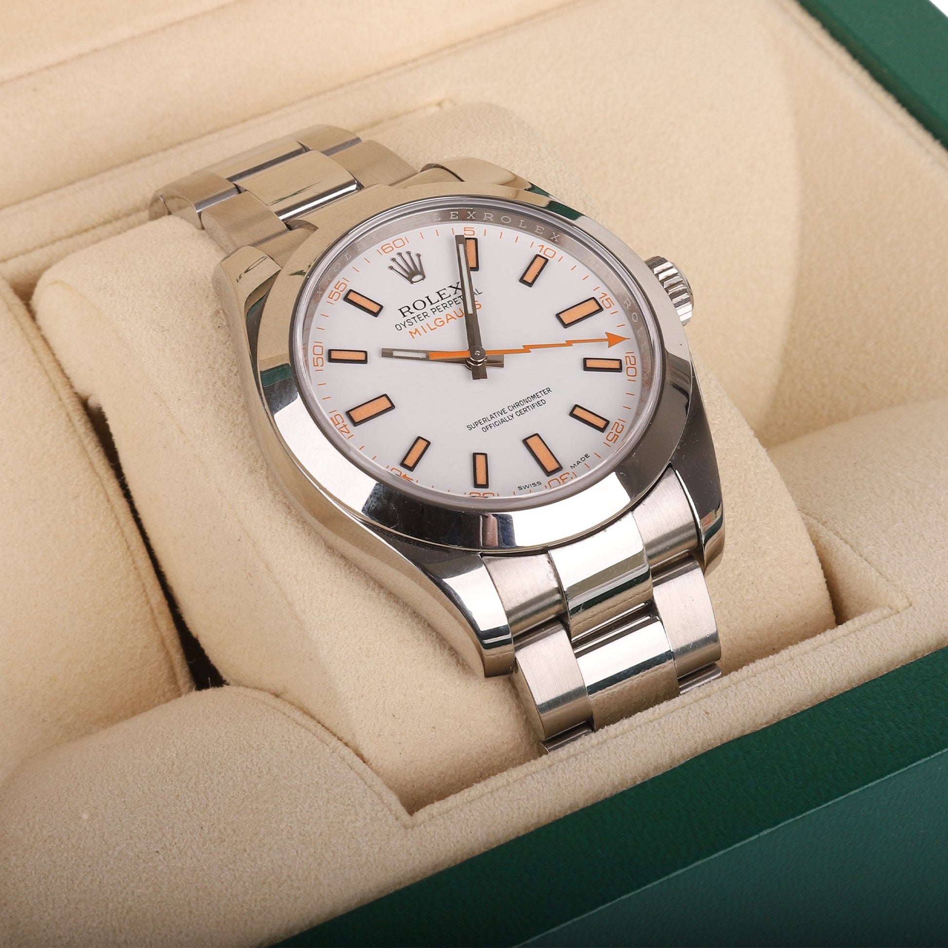 Rolex Millgauss White Non Date Pre-owned Watch in Stainless Steel