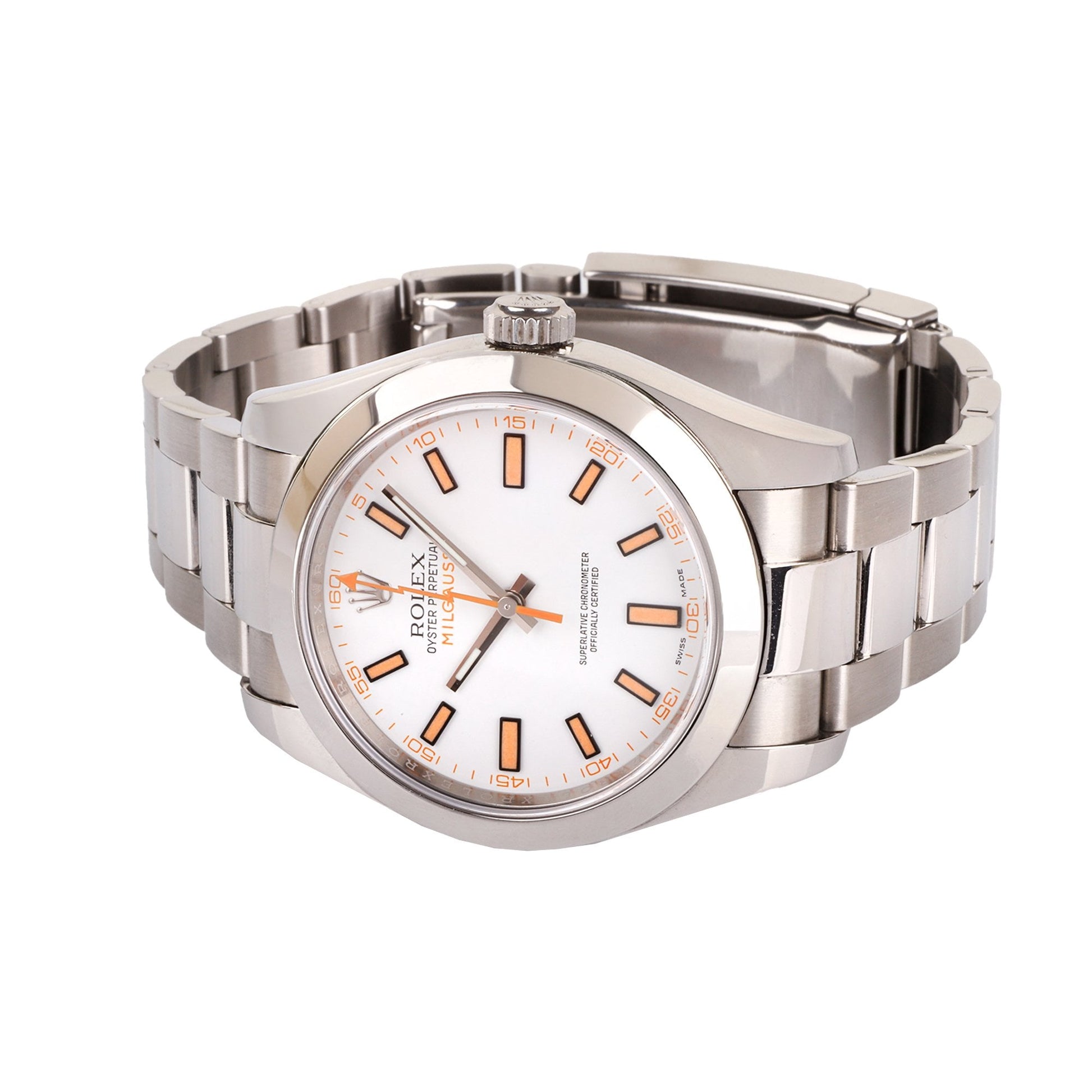 Rolex Millgauss White Non Date Pre-owned Watch in Stainless Steel