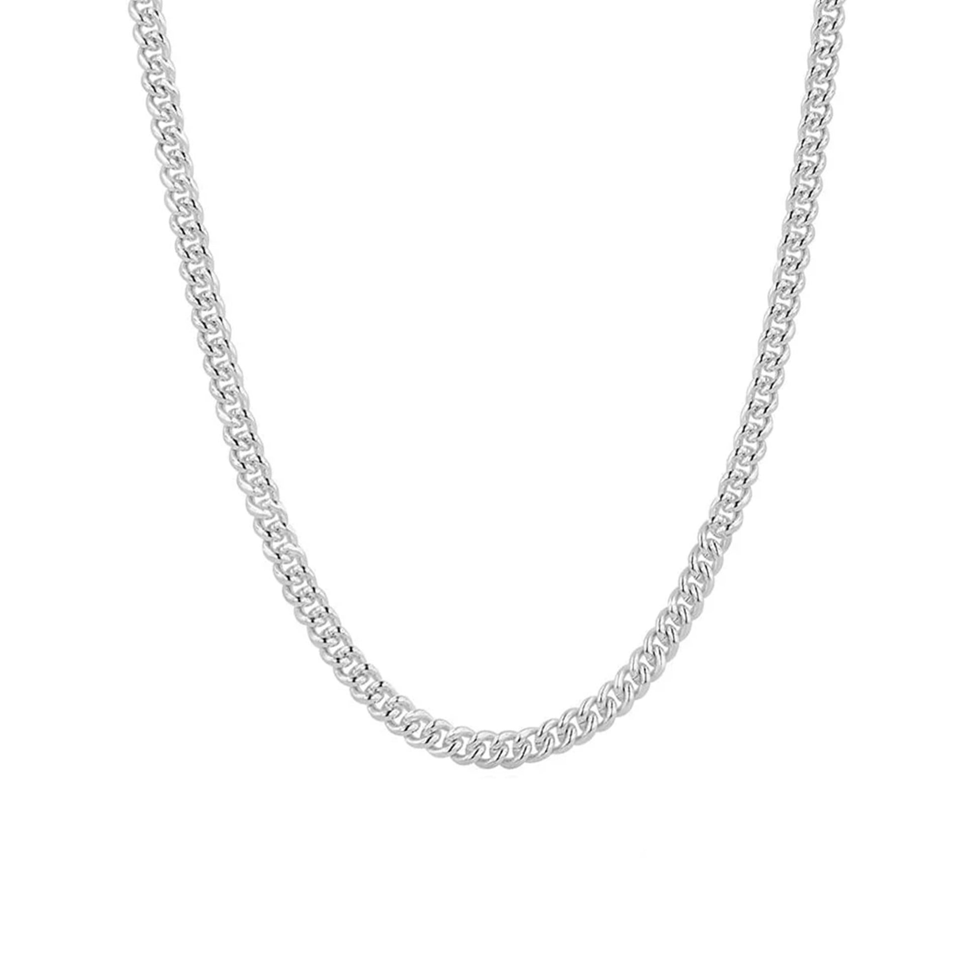18" Sterling Silver Rounded Curb Chain (2.1mm Gauge)