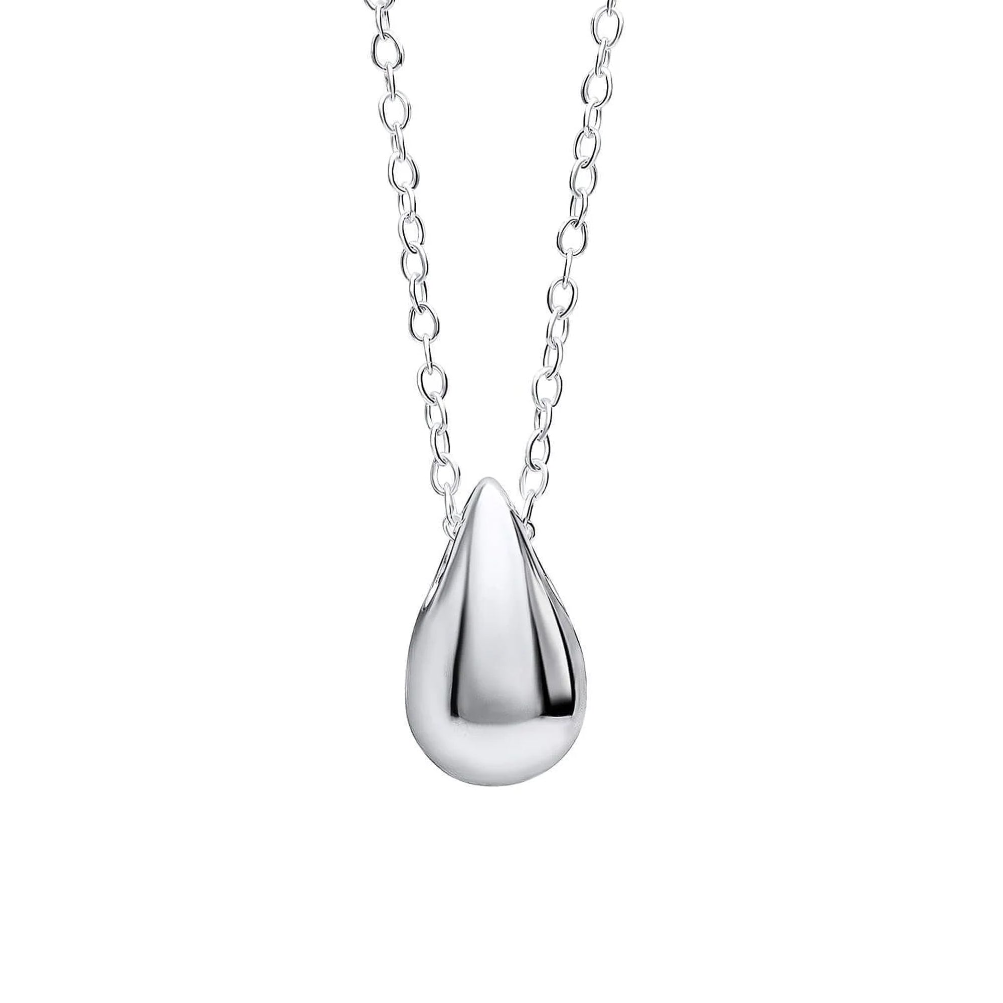 18" Sterling Silver Solid Teardrop Necklace