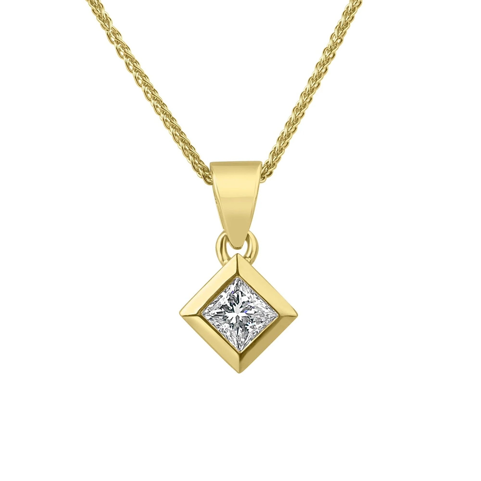 18ct Gold Princess Cut Diamond Necklace 0.70ct