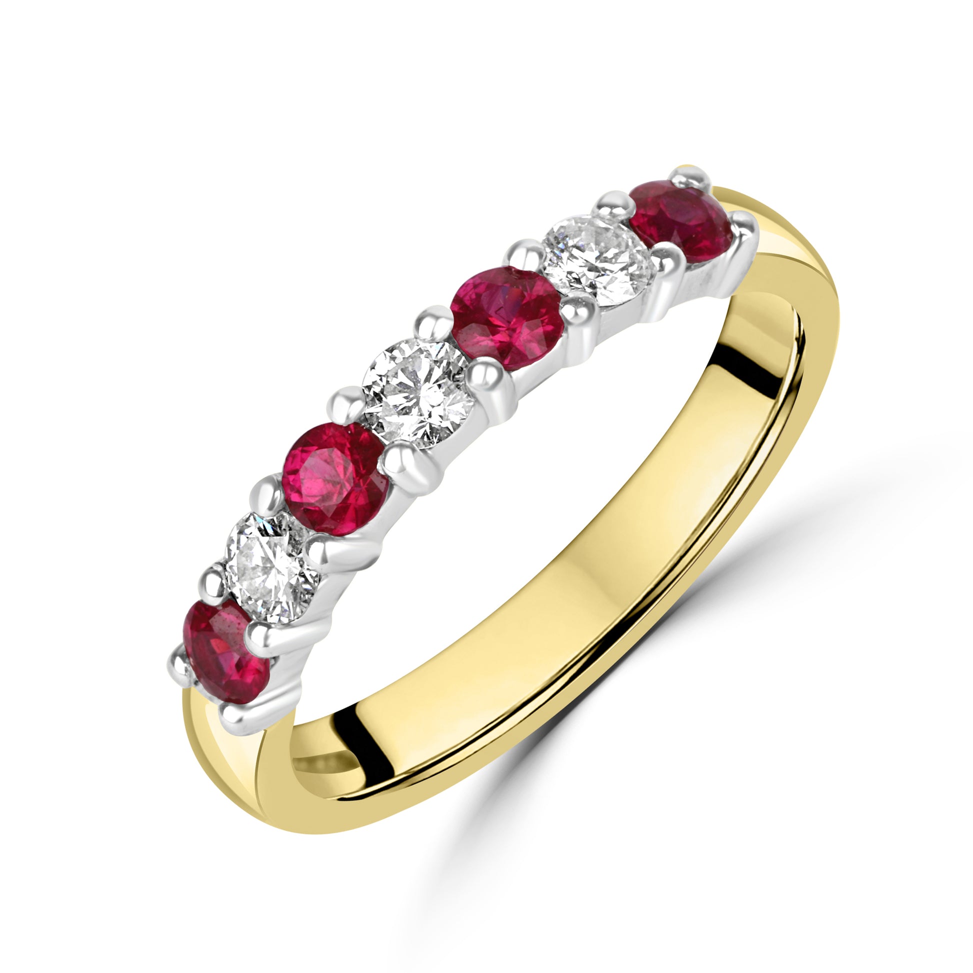 18ct Gold Ruby and Diamond Seven Stone Ring