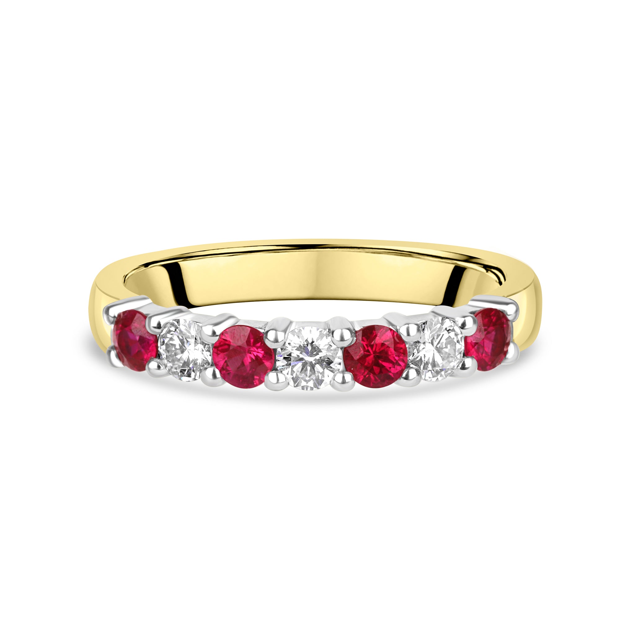 18ct Gold Ruby and Diamond Seven Stone Ring