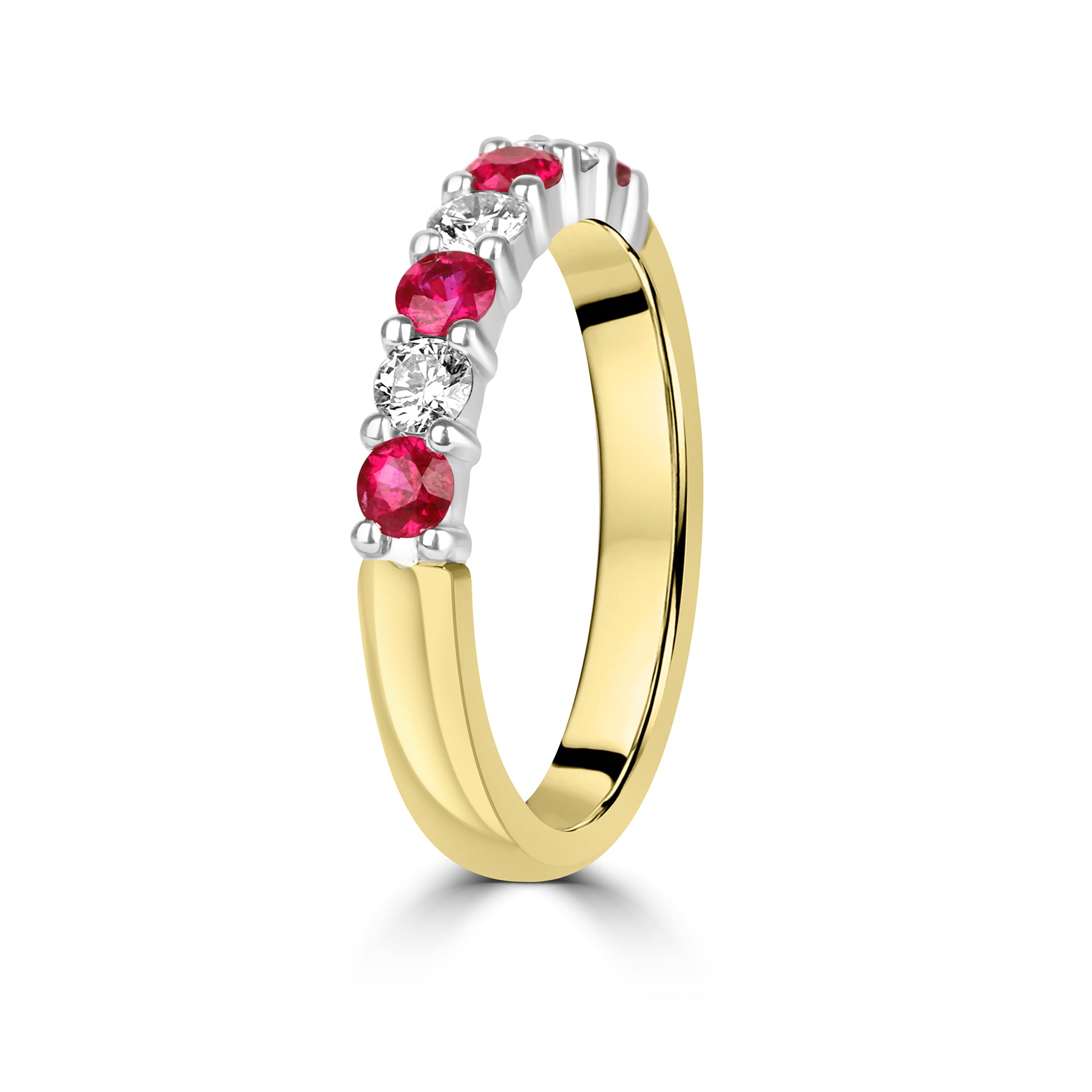 18ct Gold Ruby and Diamond Seven Stone Ring