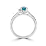 18ct White Gold 0.93ct Pear Shape Aquamarine & Round Diamond Crescent Halo Ring