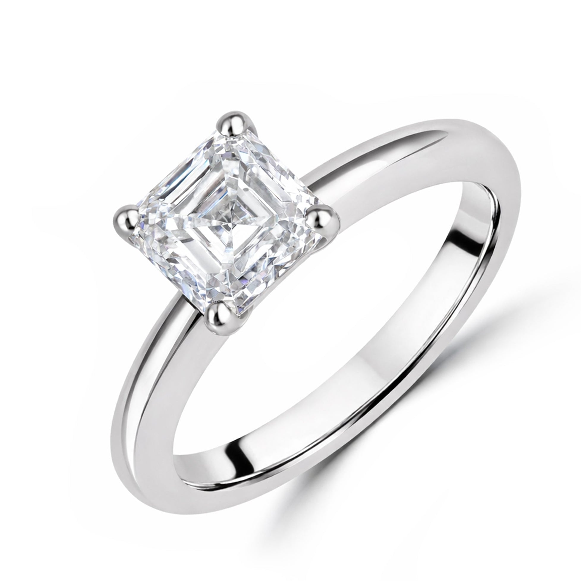 18ct White Gold 1.80ct Asscher Diamond Solitaire Ring