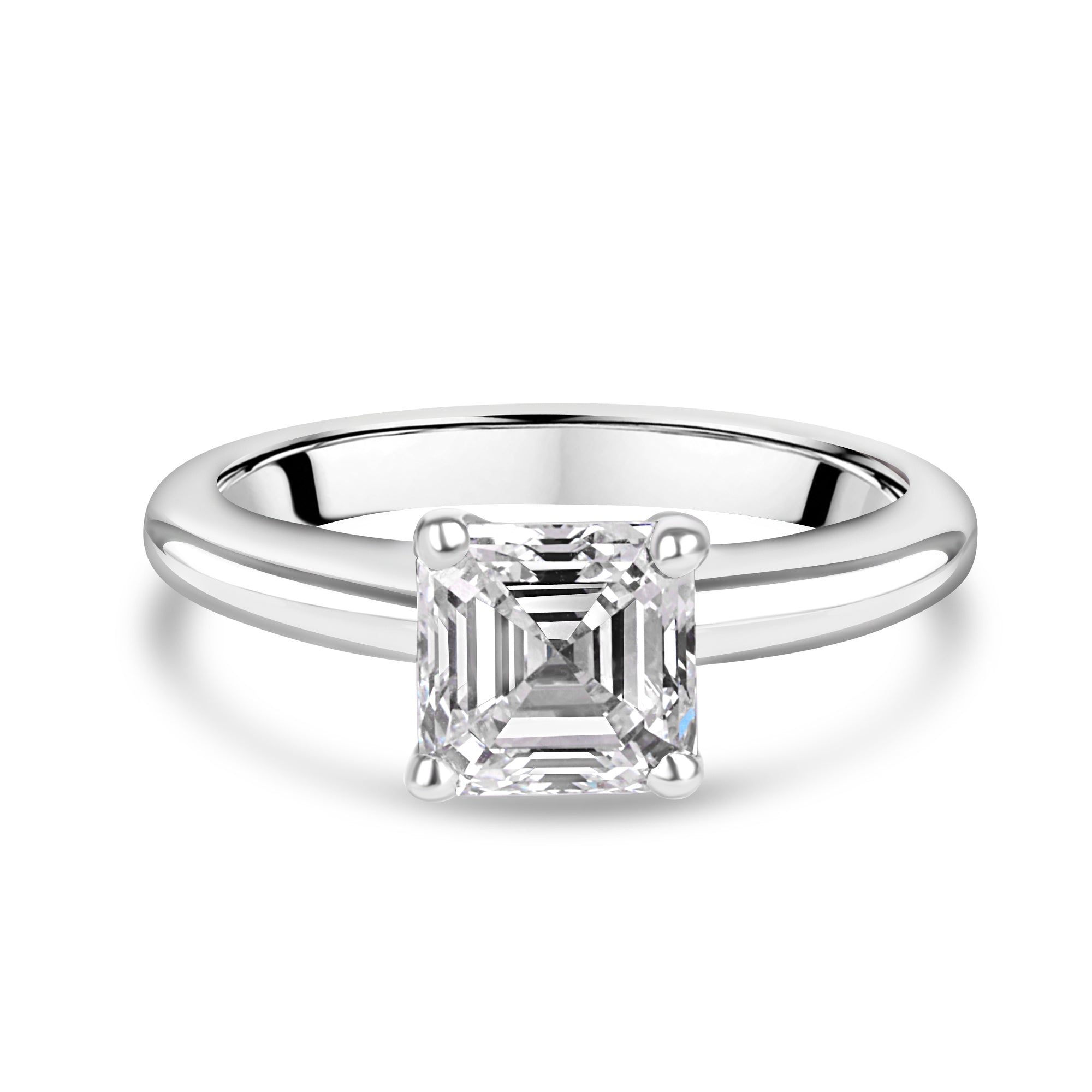 18ct White Gold 1.80ct Asscher Diamond Solitaire Ring