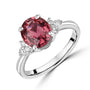 18ct White Gold 2.27ct Pink Tourmaline and Trefoil Set Diamond Ring