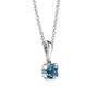 18ct White Gold 4 Split Claw Pendant With Aquamarine and 18" Trace Chain